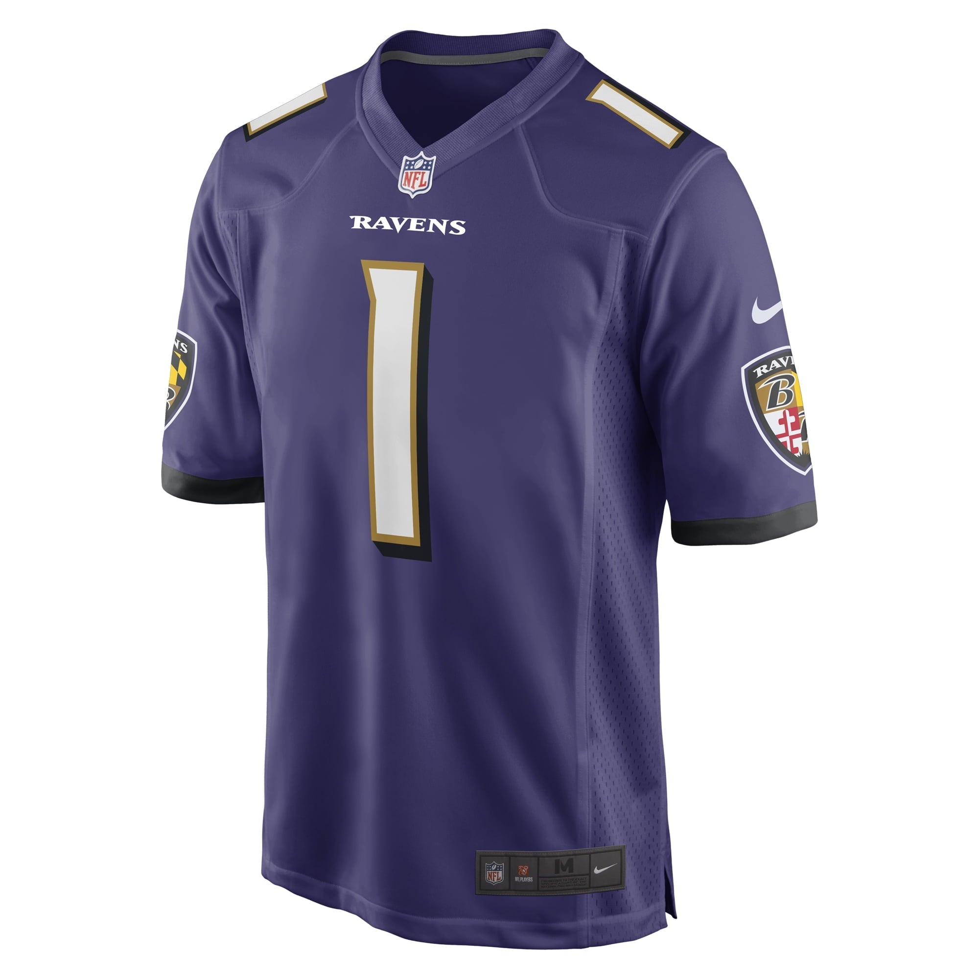 Men's Nike Number 1 Dad Purple Baltimore Ravens Game Jersey