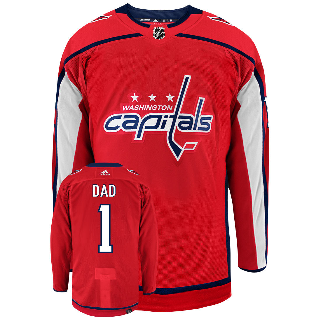 Washington Capitals Dad Number One Adidas Primegreen Authentic NHL Hockey Jersey