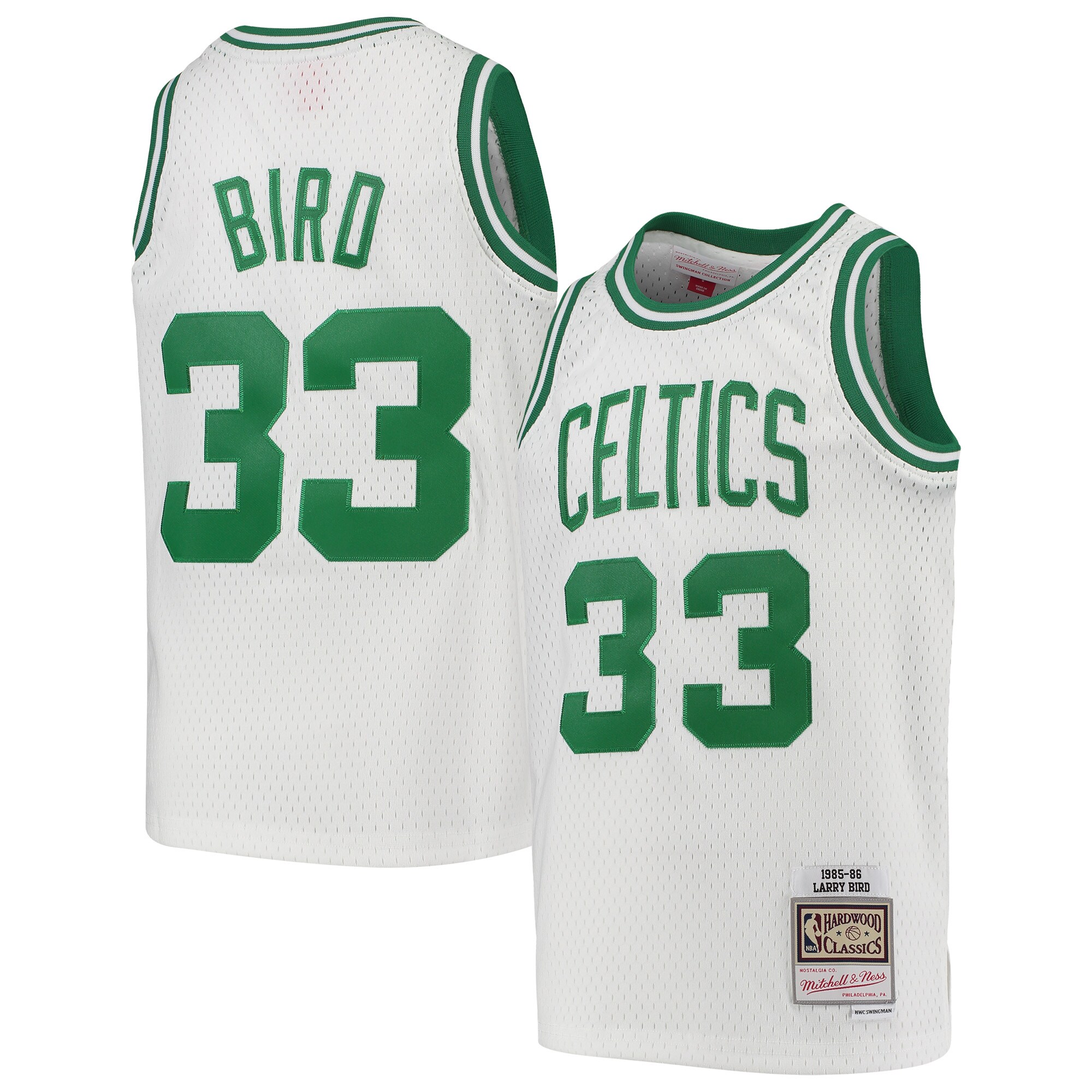 Larry Bird Boston Celtics Mitchell & Ness Youth 1985-86 Hardwood Classics Swingman Throwback Jersey - White