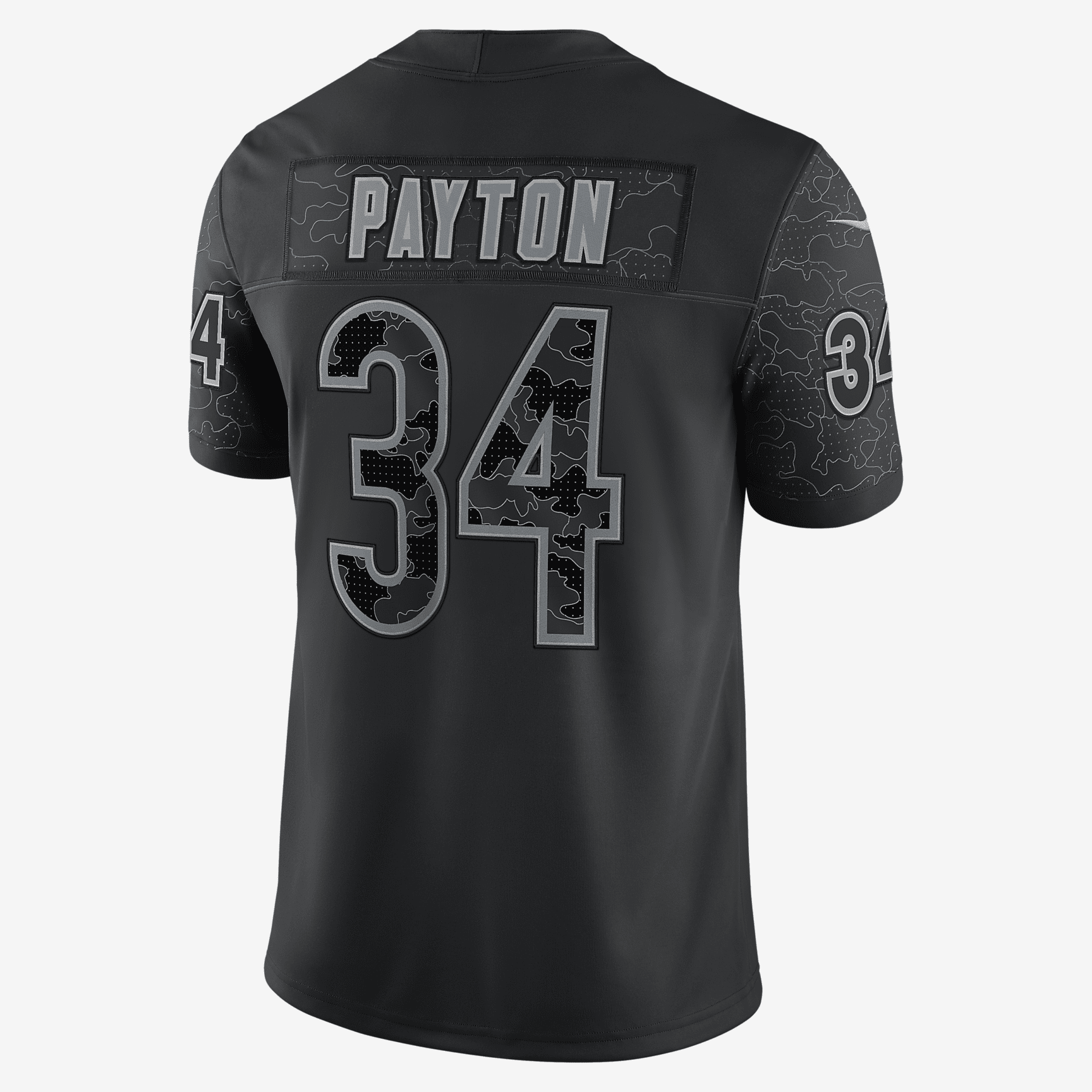 NFL Chicago Bears RFLCTV (Walter Payton) Men's Fashion Football Jersey - Black