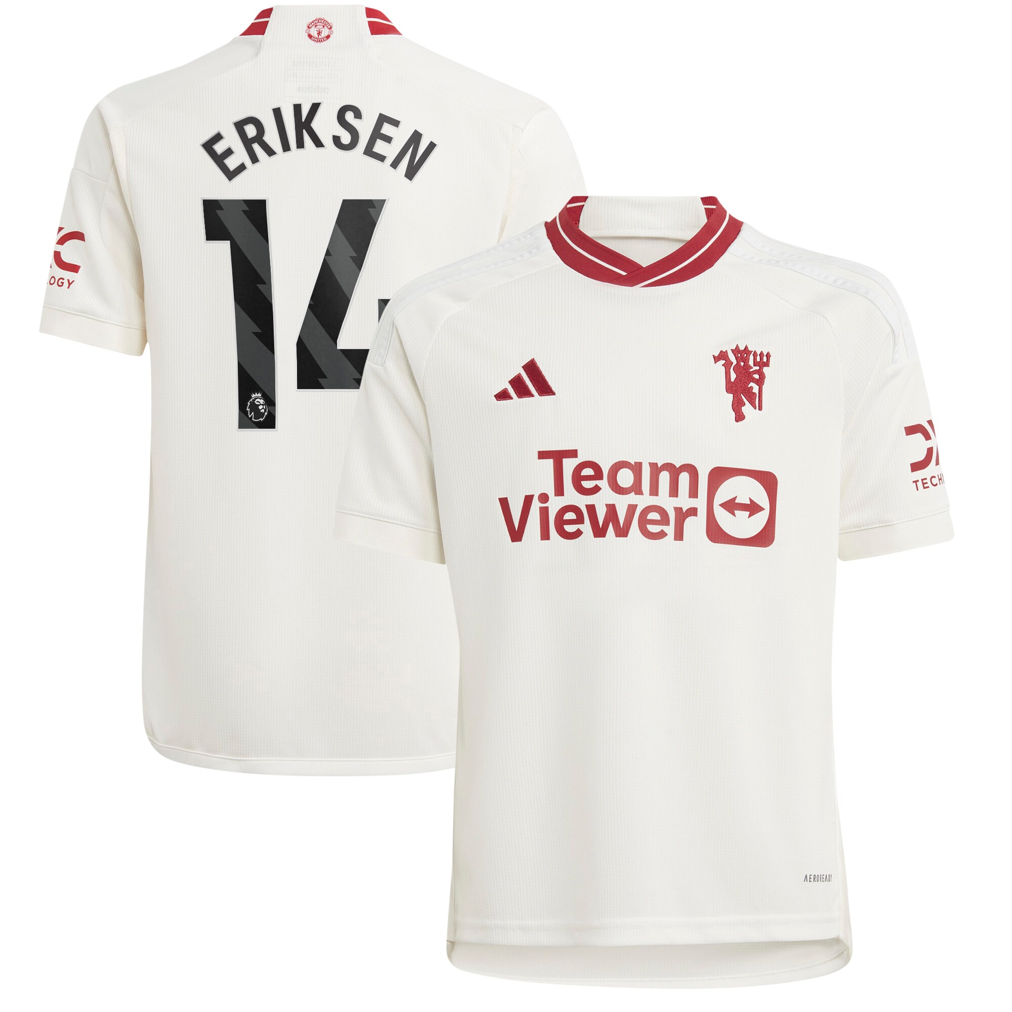 Christian Eriksen Manchester United adidas Youth 2023/24 Third Replica Player Jersey - White