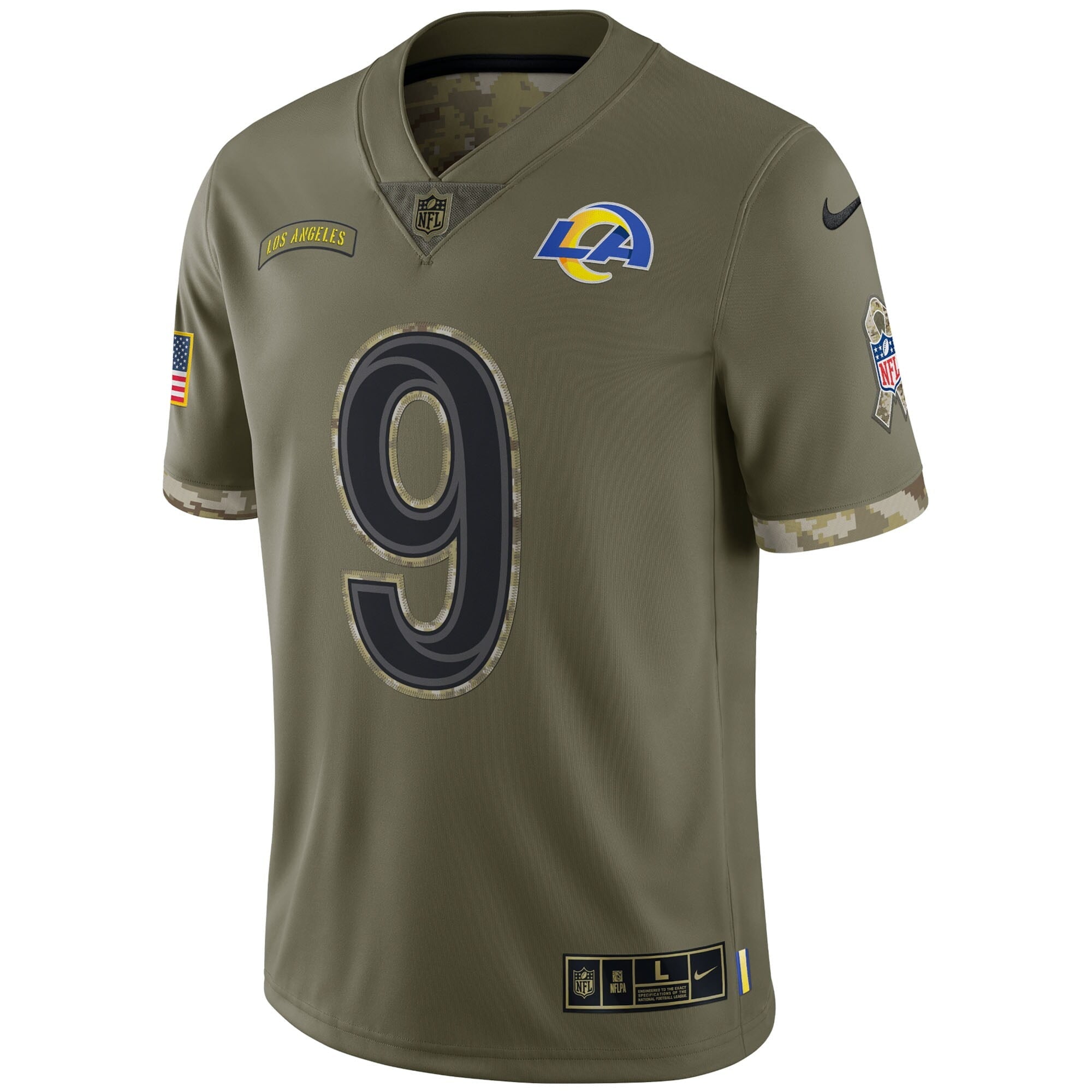 Men's Nike Matthew Stafford Olive Los Angeles Rams 2022 Salute To Service Limited Jersey