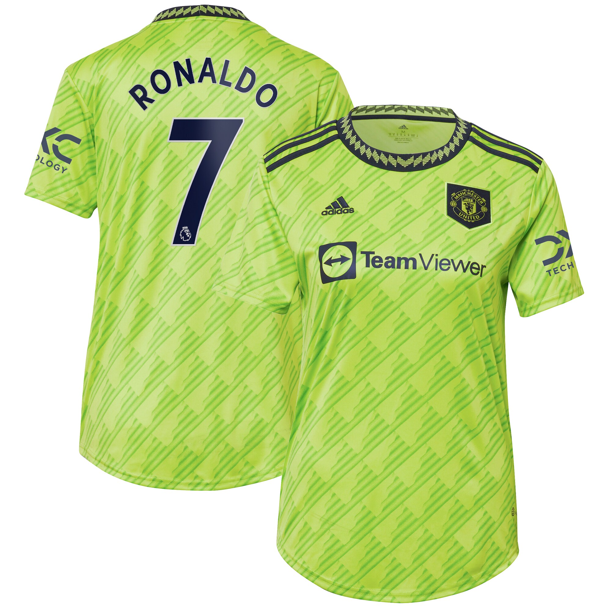 Cristiano Ronaldo Manchester United adidas Women's 2022/23 Third Replica Player Jersey - Neon Green
