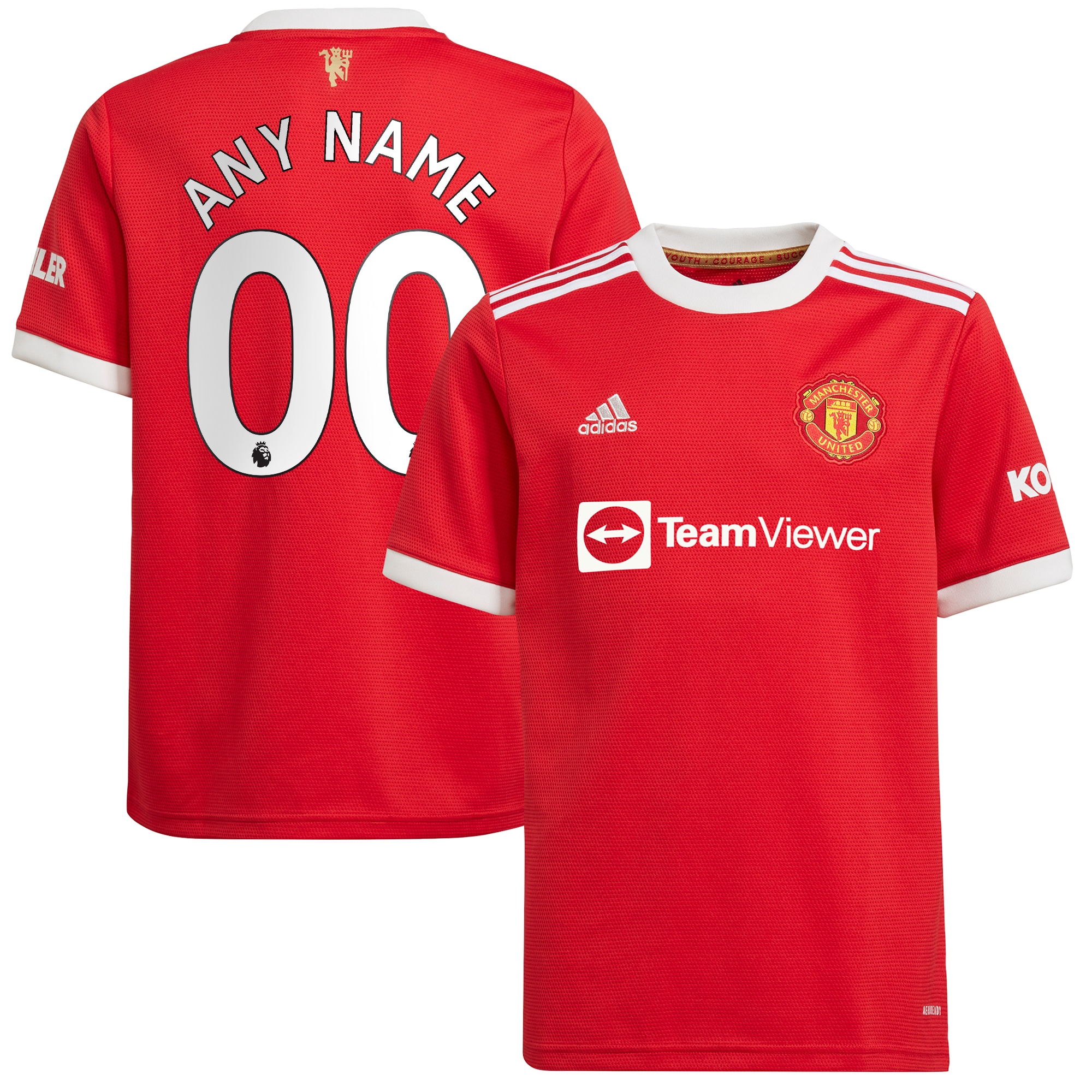Manchester United adidas Youth 2021/22 Home Replica Custom Jersey - Red