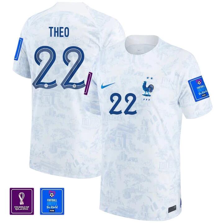 France Theo Hernandez Away Jersey 2022 World Cup Kit