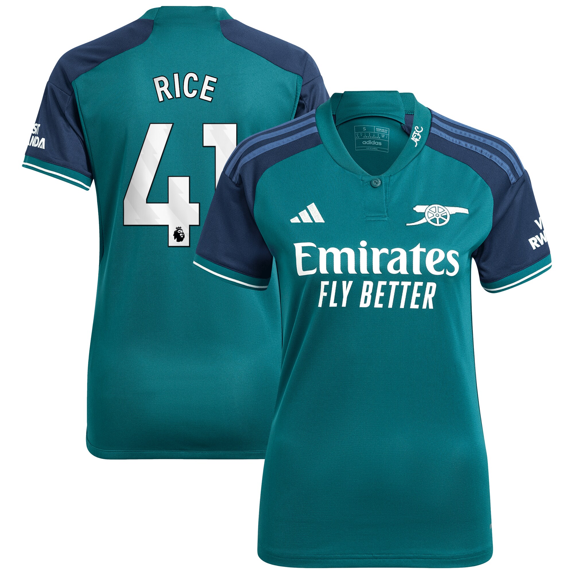 Declan Rice Arsenal adidas Women's 2023/24 Third Replica Player Jersey - Green