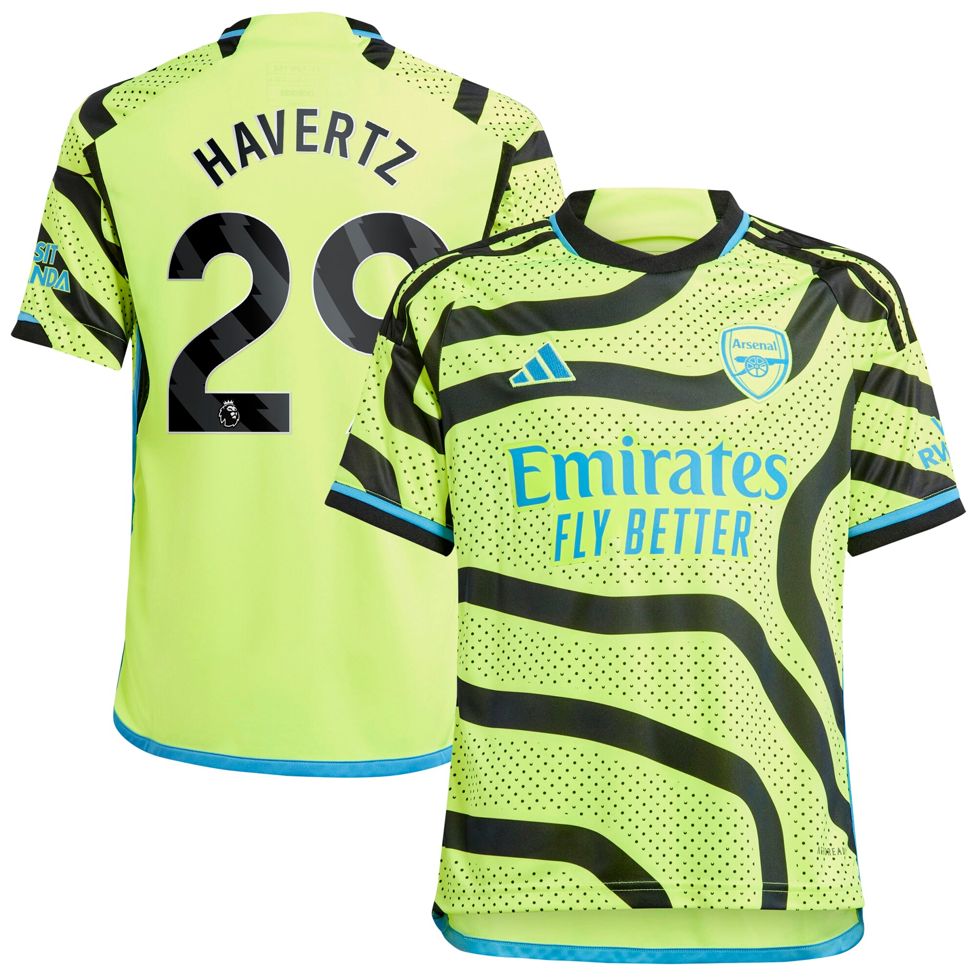 Kai Havertz Arsenal adidas Youth 2023/24 Away Replica Player Jersey - Yellow