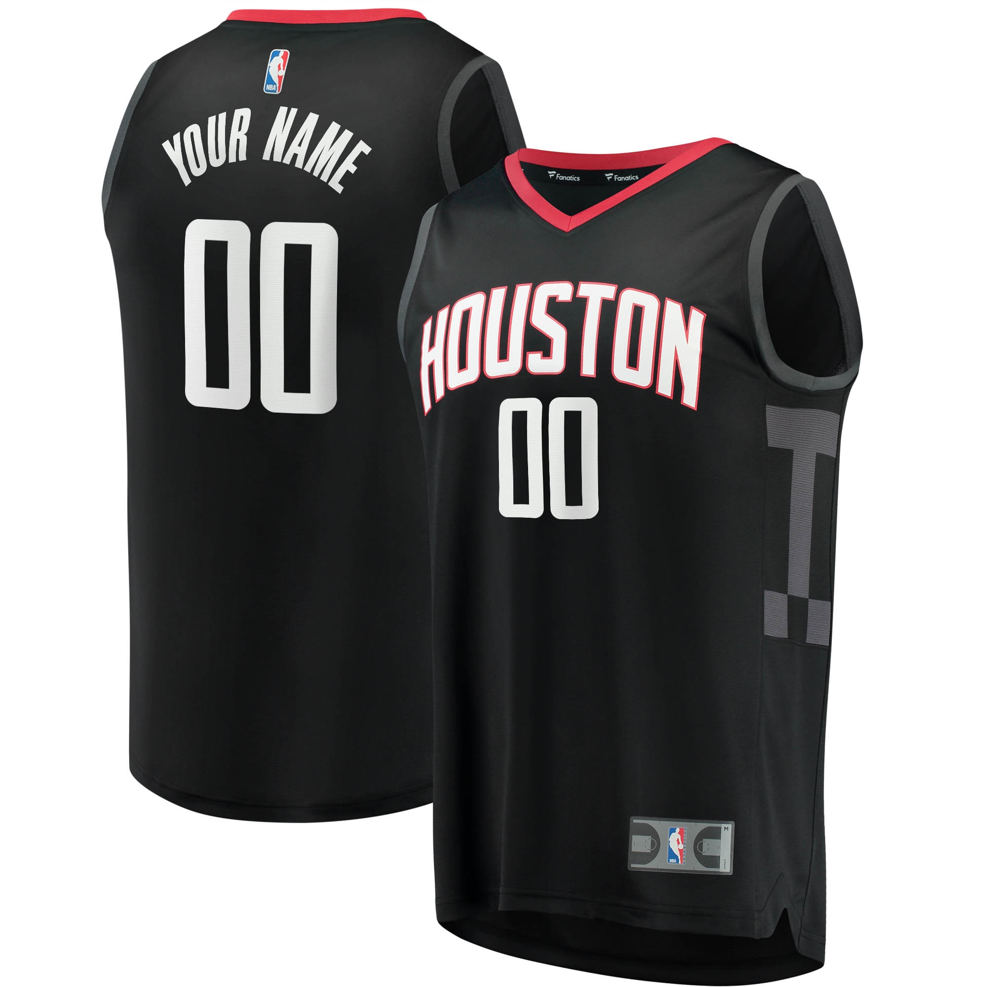 Houston Rockets Fanatics Branded Youth Fast Break Custom Replica Jersey Black - Statement Edition