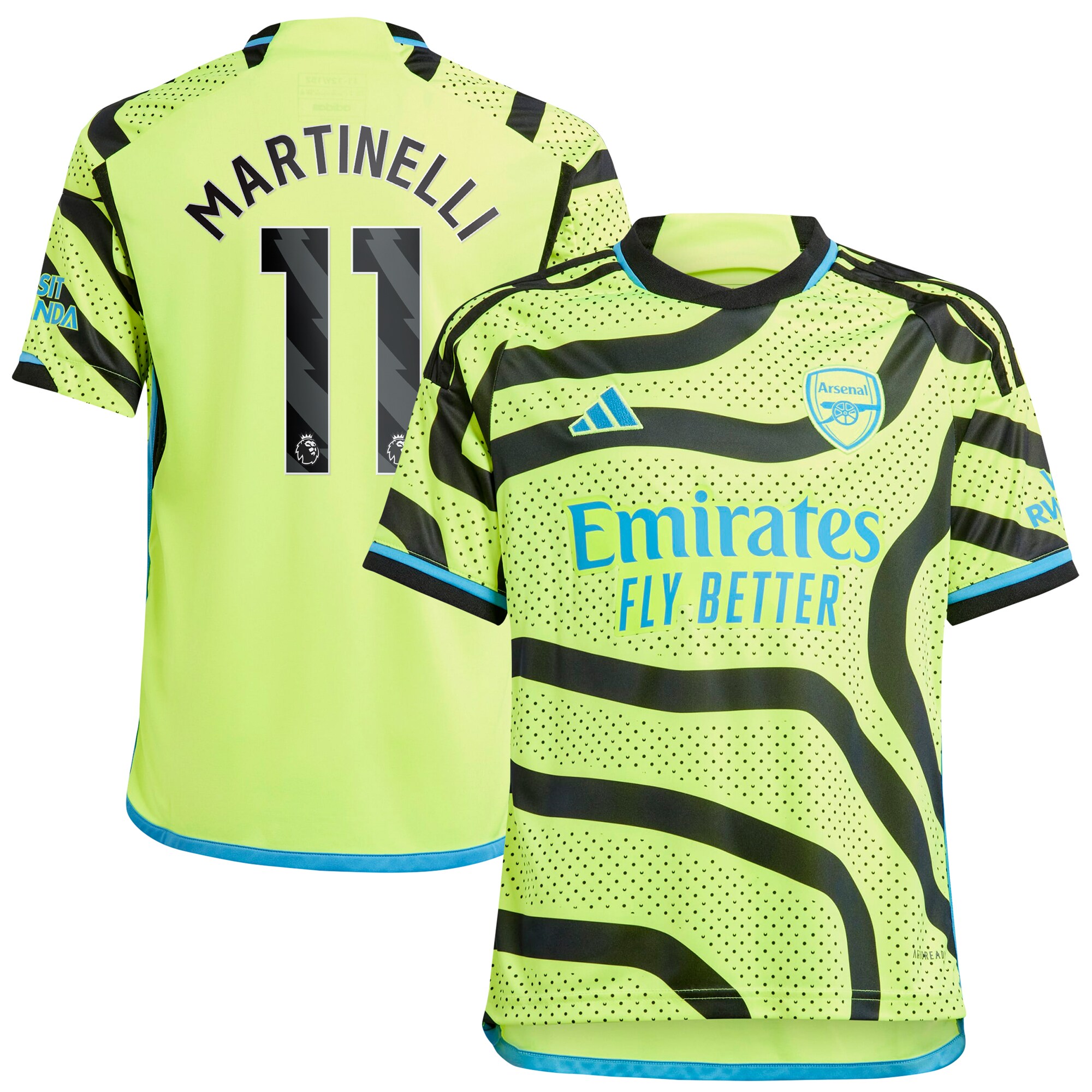 Gabriel Martinelli Arsenal adidas Youth 2023/24 Away Replica Player Jersey - Yellow