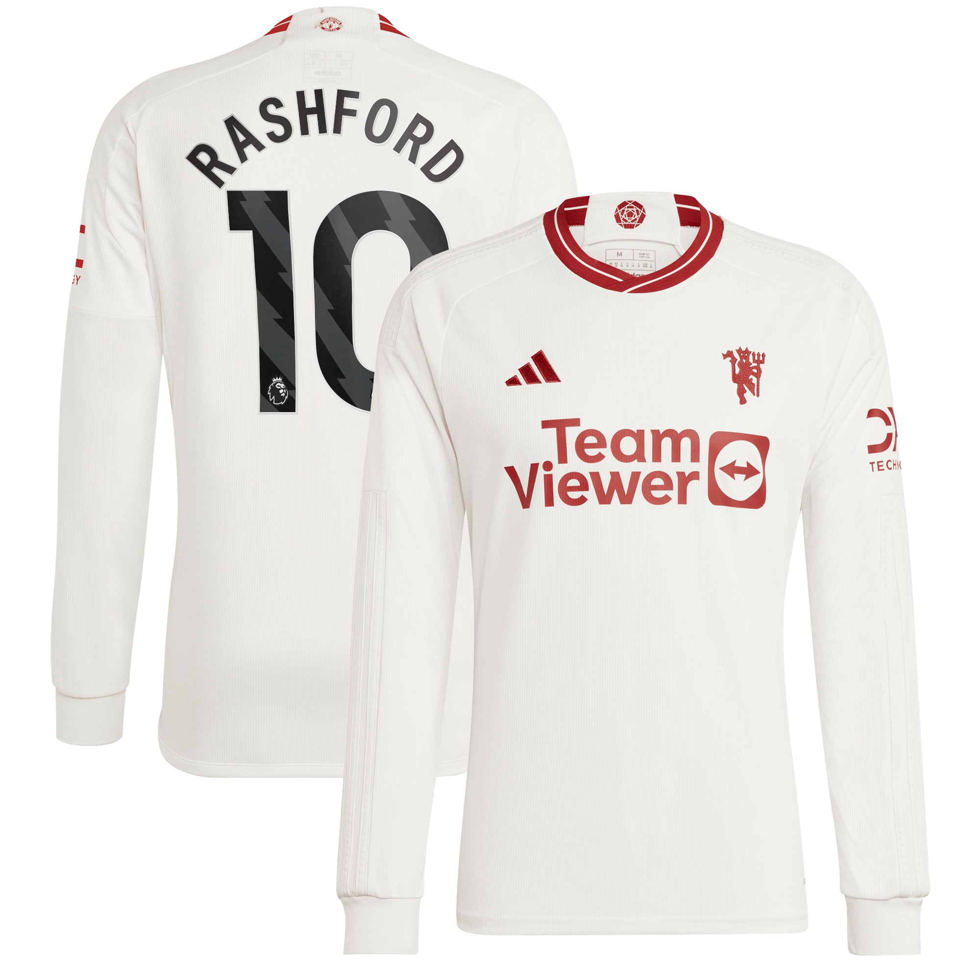 Marcus Rashford Manchester United adidas 2023/24 Third Replica Long Sleeve Player Jersey - White