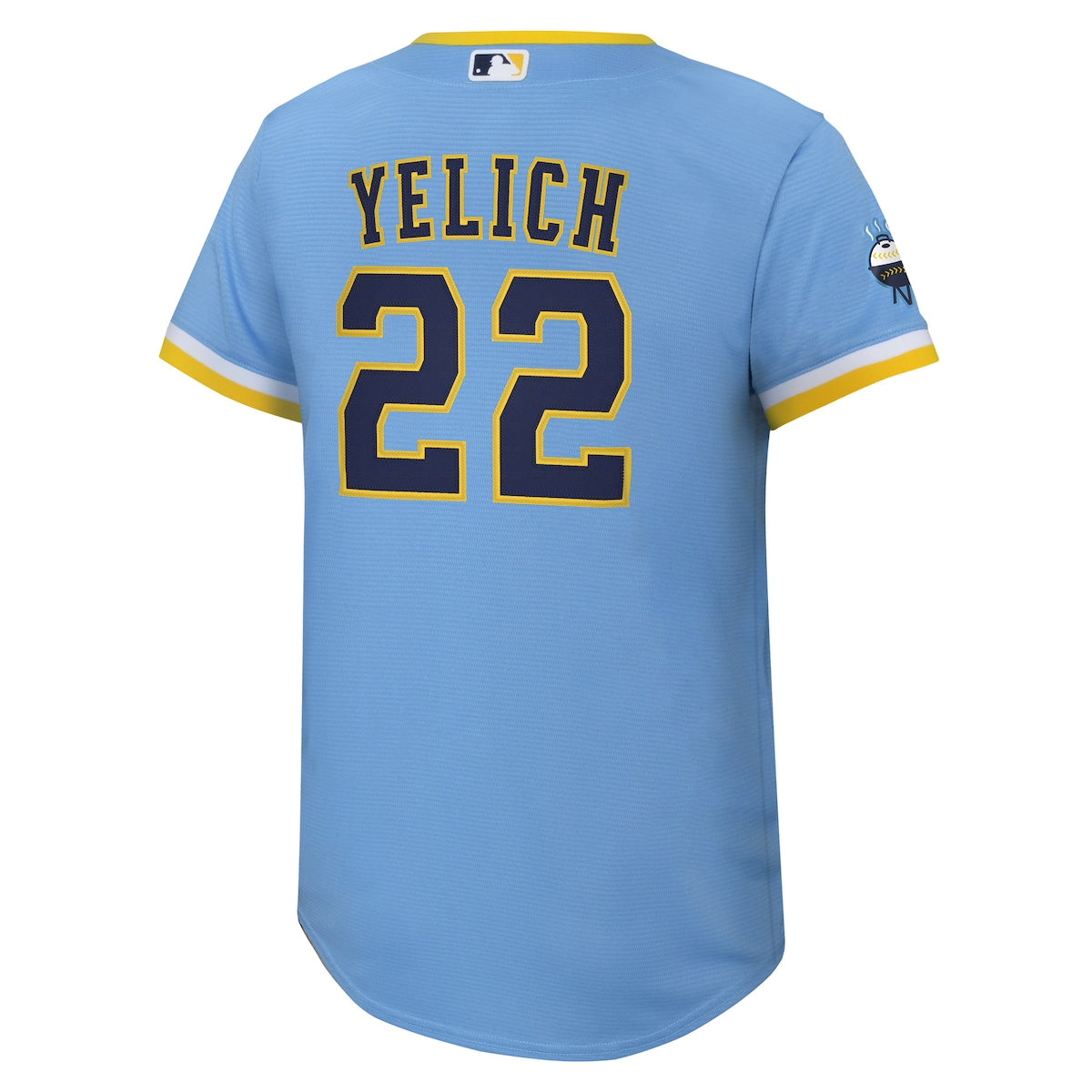 Boys' Grade School Christian Yelich Nike Brewers 2022 City Connect Replica Jersey - Light Blue