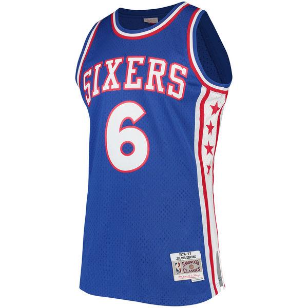 Mens Philadelphia 76ers Julius Erving Mitchell & Ness Royal Hardwood Classics Swingman Jersey