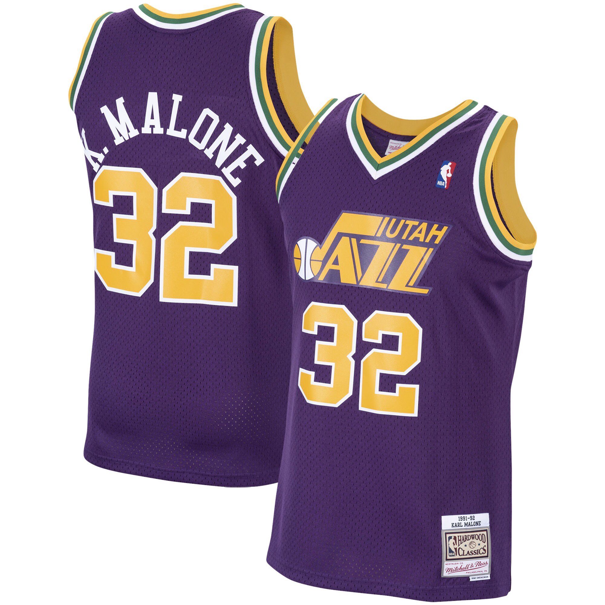 Karl Malone Utah Jazz Mitchell & Ness Hardwood Classics Swingman Jersey - Purple