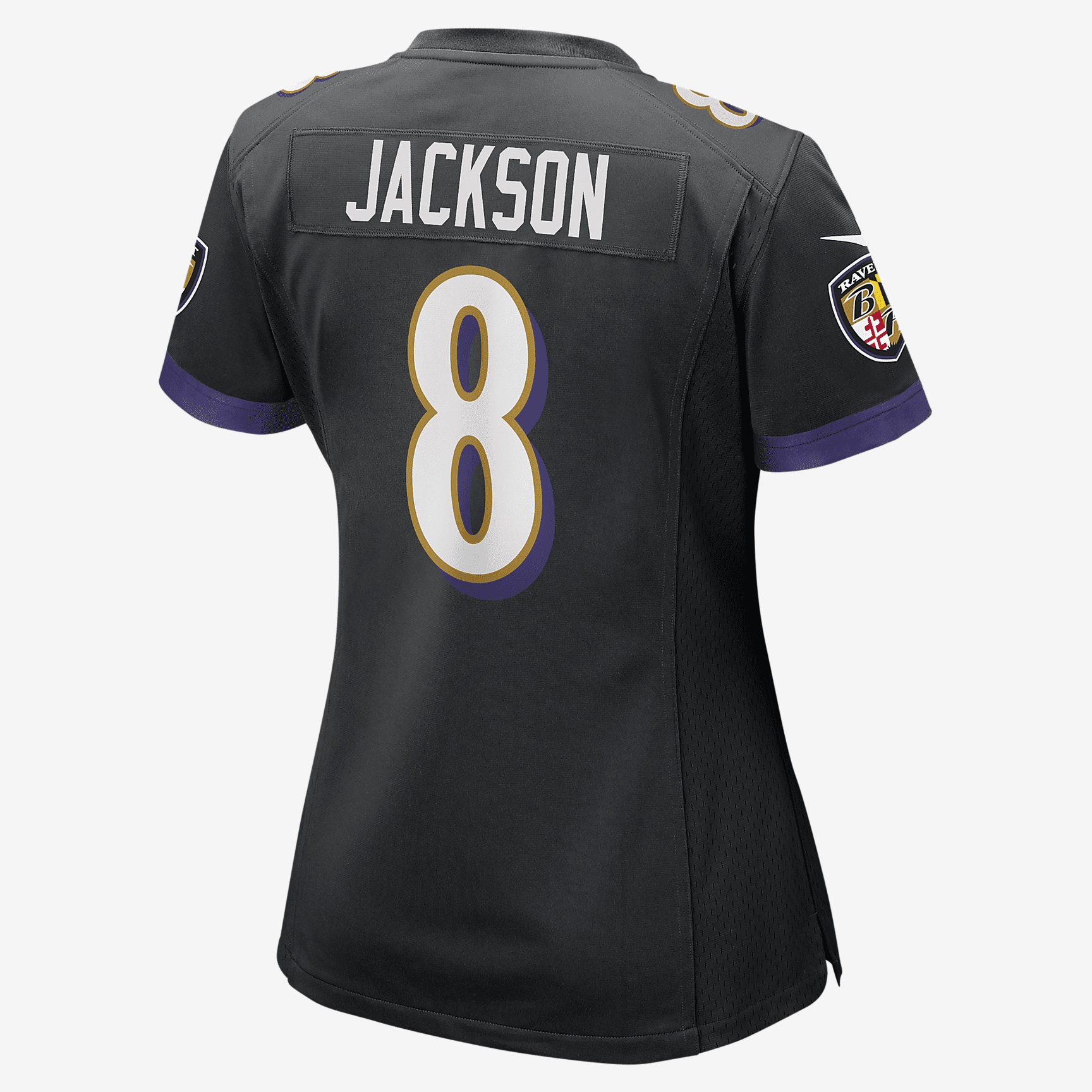 NFL Baltimore Ravens (Lamar Jackson) Women's Game Football Jersey - Black/New Orchid