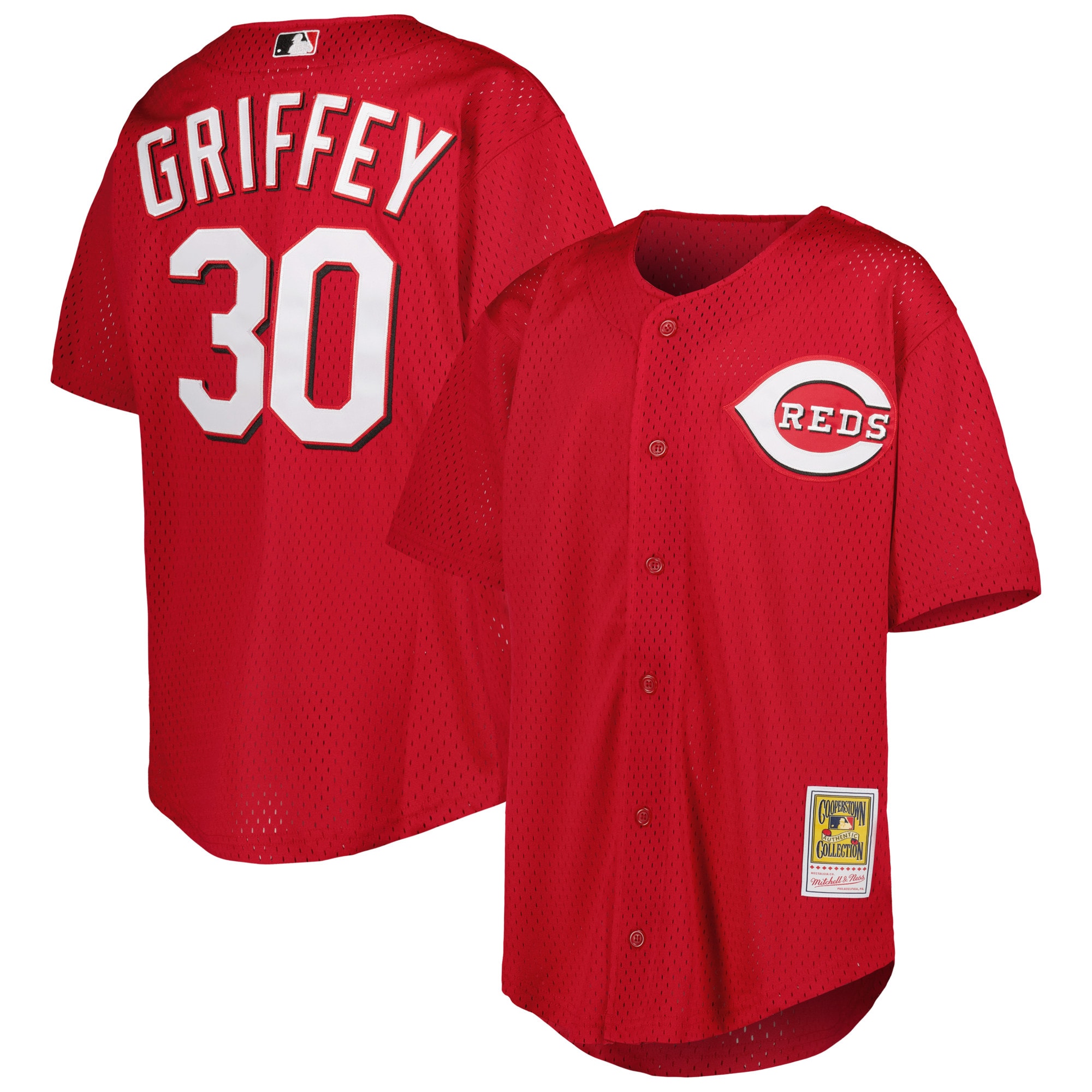 Ken Griffey Jr. Cincinnati Reds Mitchell & Ness Youth Cooperstown Collection Mesh Batting Practice Jersey - Red