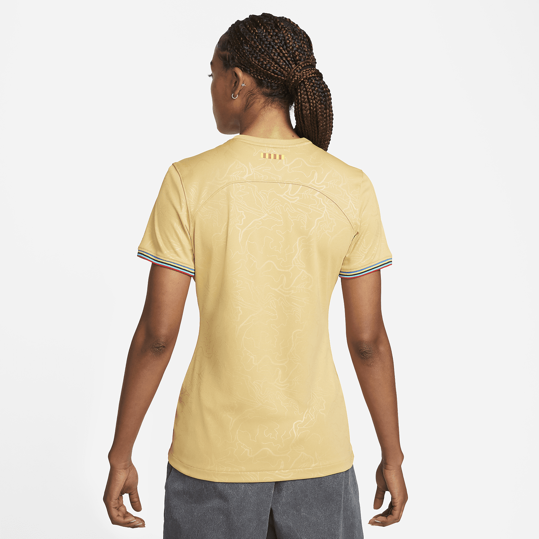 FC Barcelona 2022/23 Stadium Away Women's Nike Dri-FIT Soccer Jersey - Club Gold/Obsidian