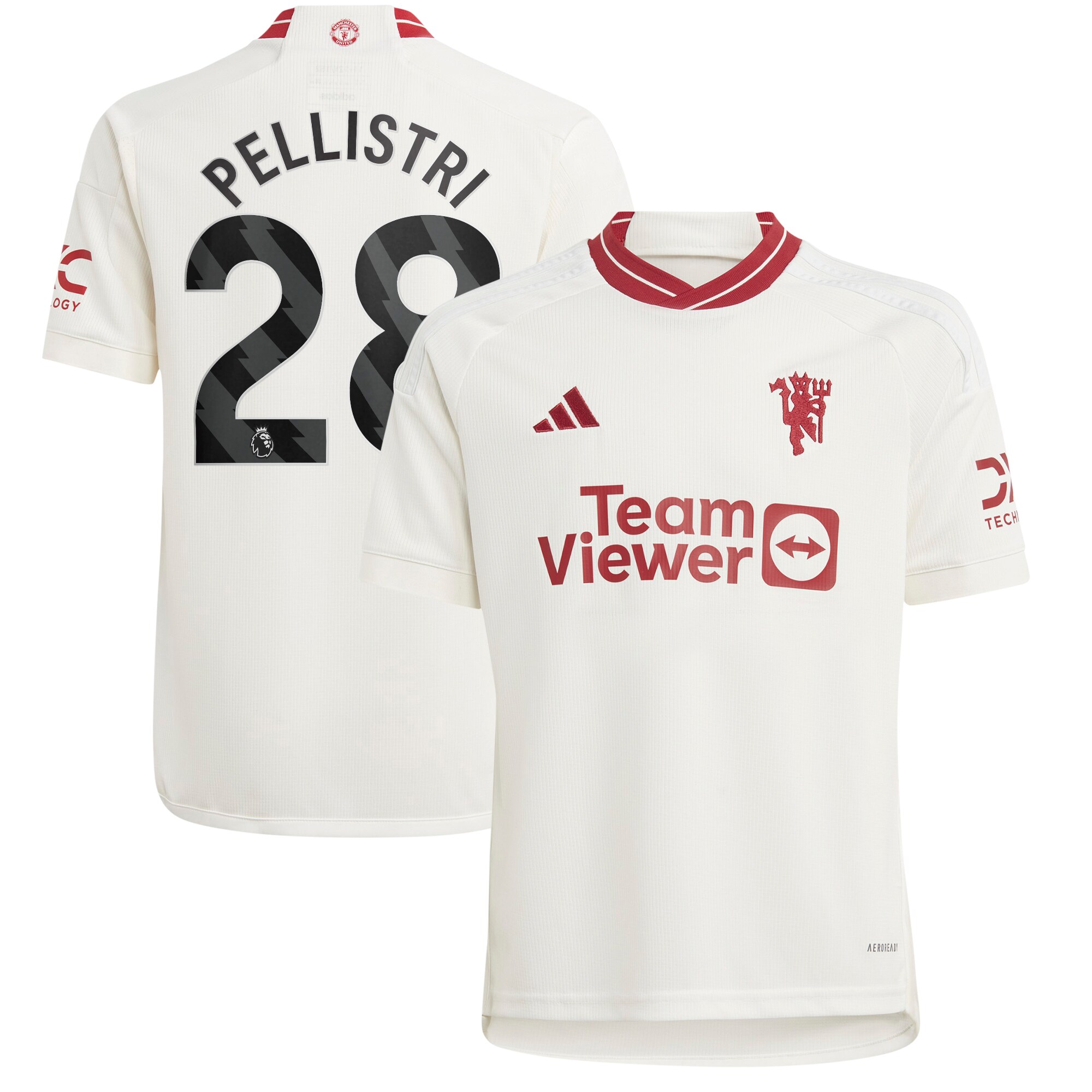Facundo Pellistri Manchester United adidas Youth 2023/24 Third Replica Player Jersey - White