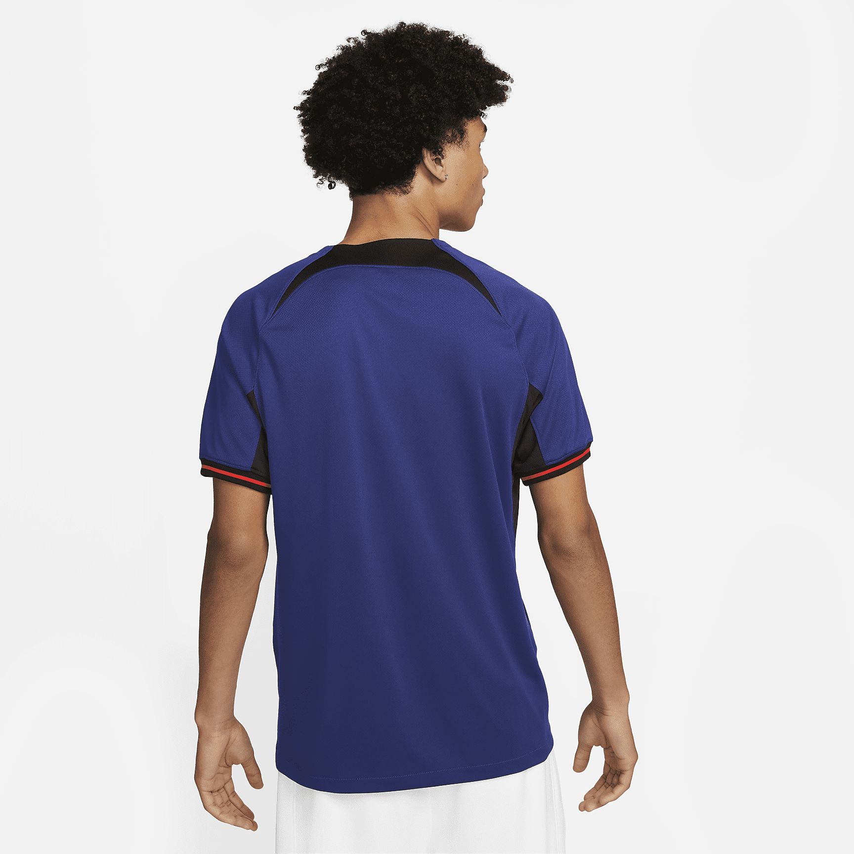 Netherlands 2022/23 Stadium Away Men's Nike Dri-FIT Soccer Jersey - Deep Royal Blue/Black/Habanero Red