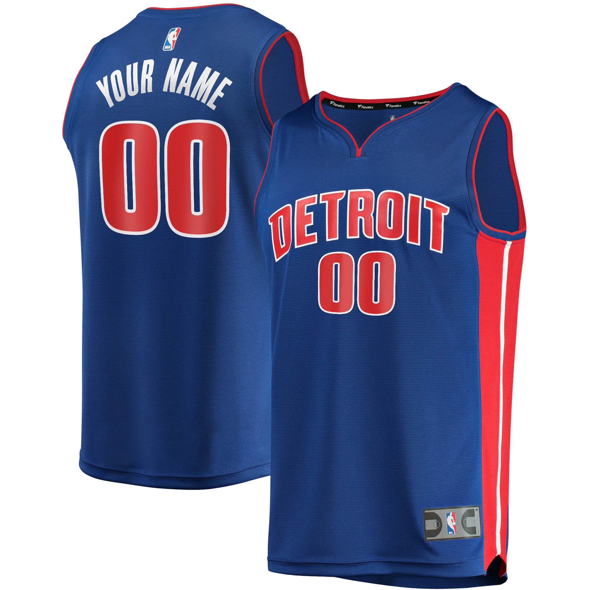 Detroit Pistons Fanatics Branded Fast Break Custom Replica Jersey Blue - Icon Edition
