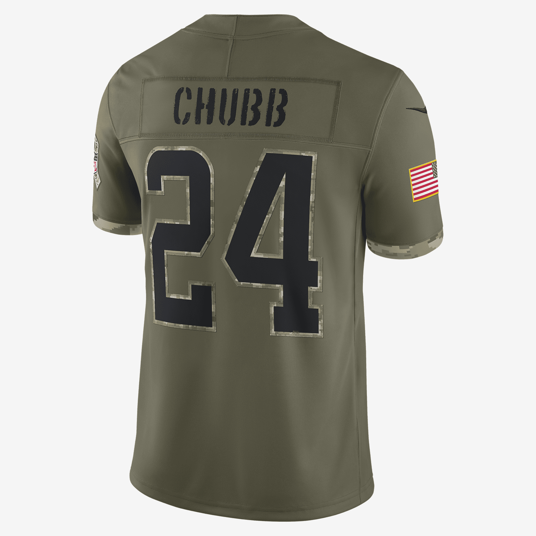 NFL Cleveland Browns Salute to Service (Nick Chubb) Men's Limited Football Jersey - Olive