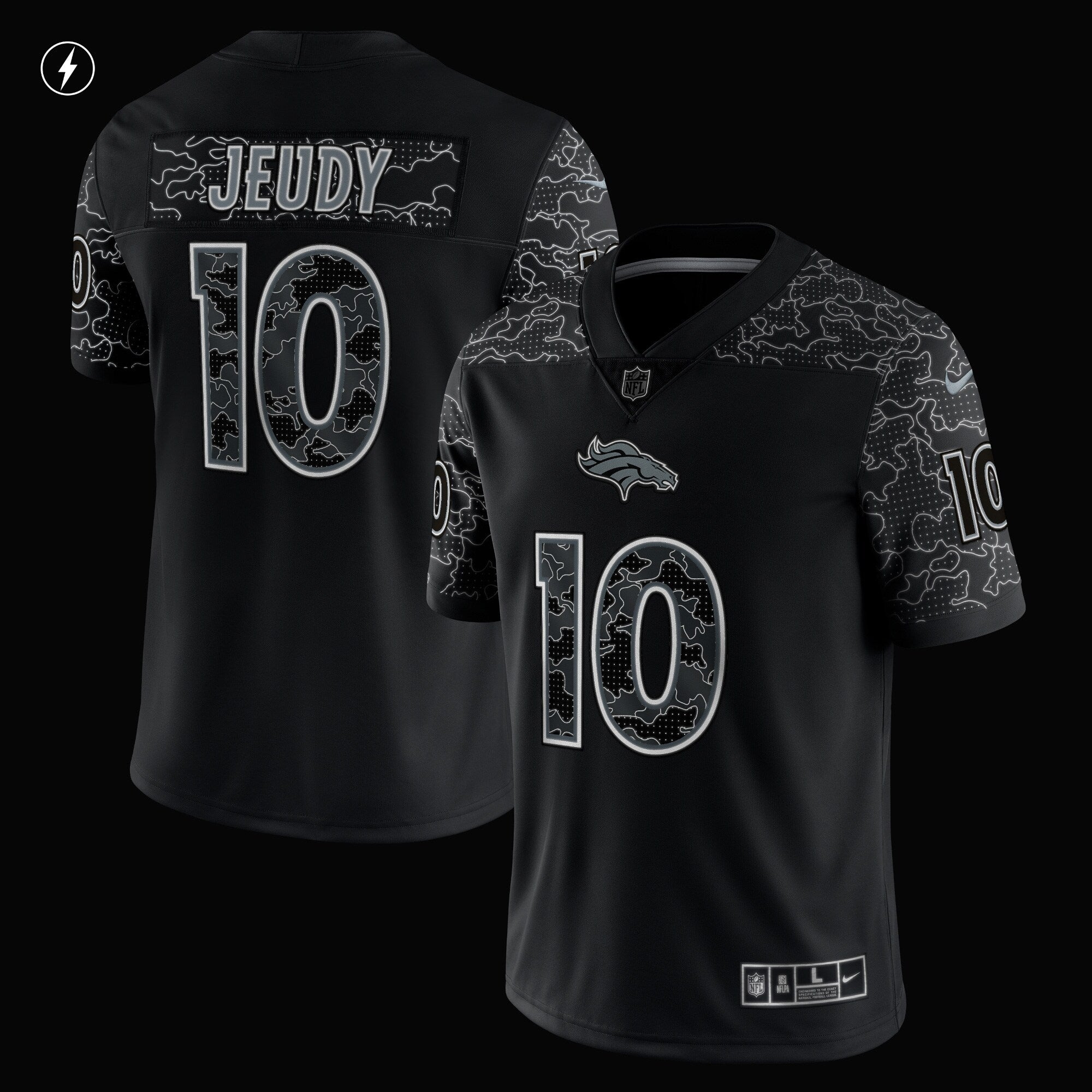 Men's Nike Jerry Jeudy Black Denver Broncos RFLCTV Limited Jersey