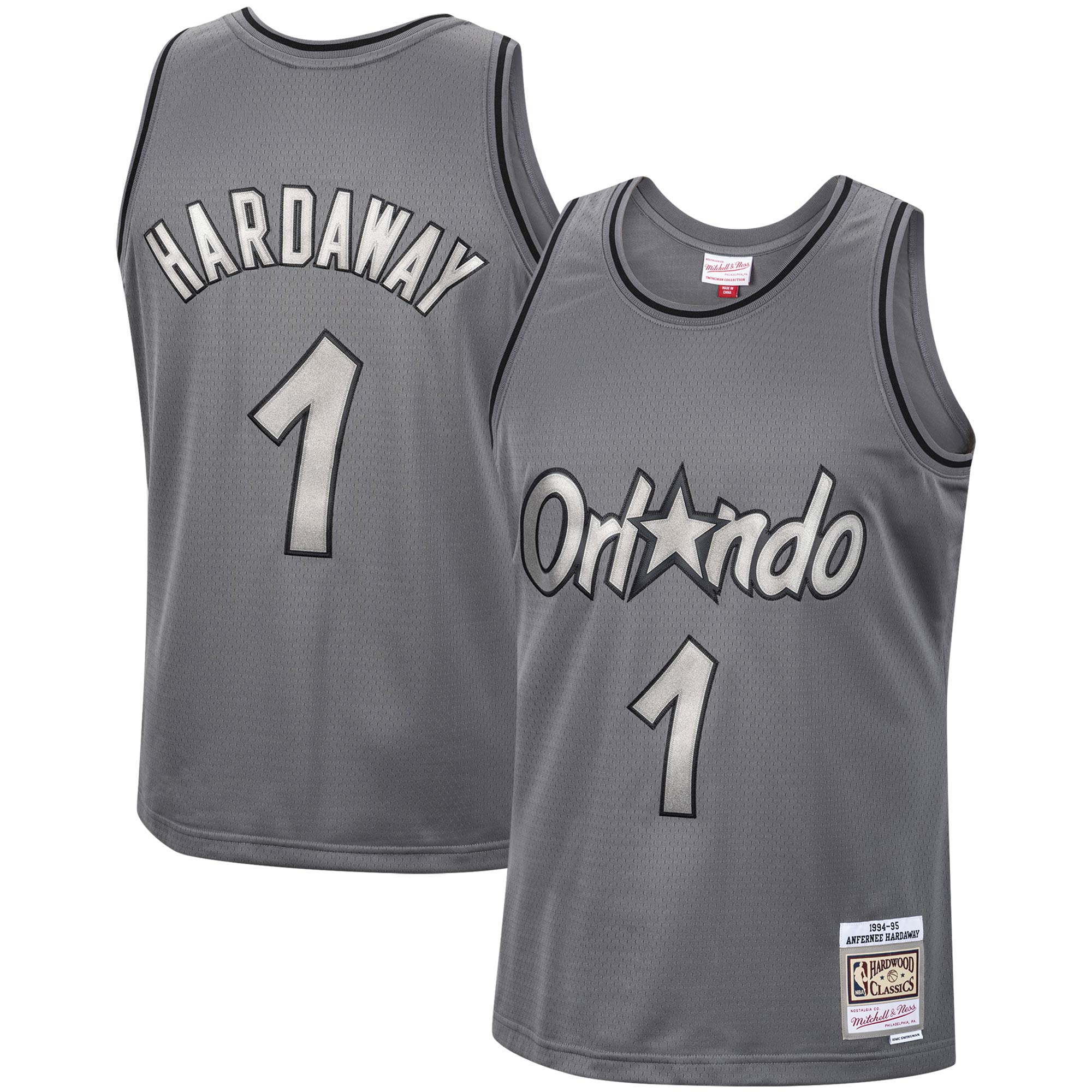Penny Hardaway Orlando Magic Mitchell & Ness Hardwood Classics Retired Player 1994/95 Metal Works Swingman Jersey - Charcoal