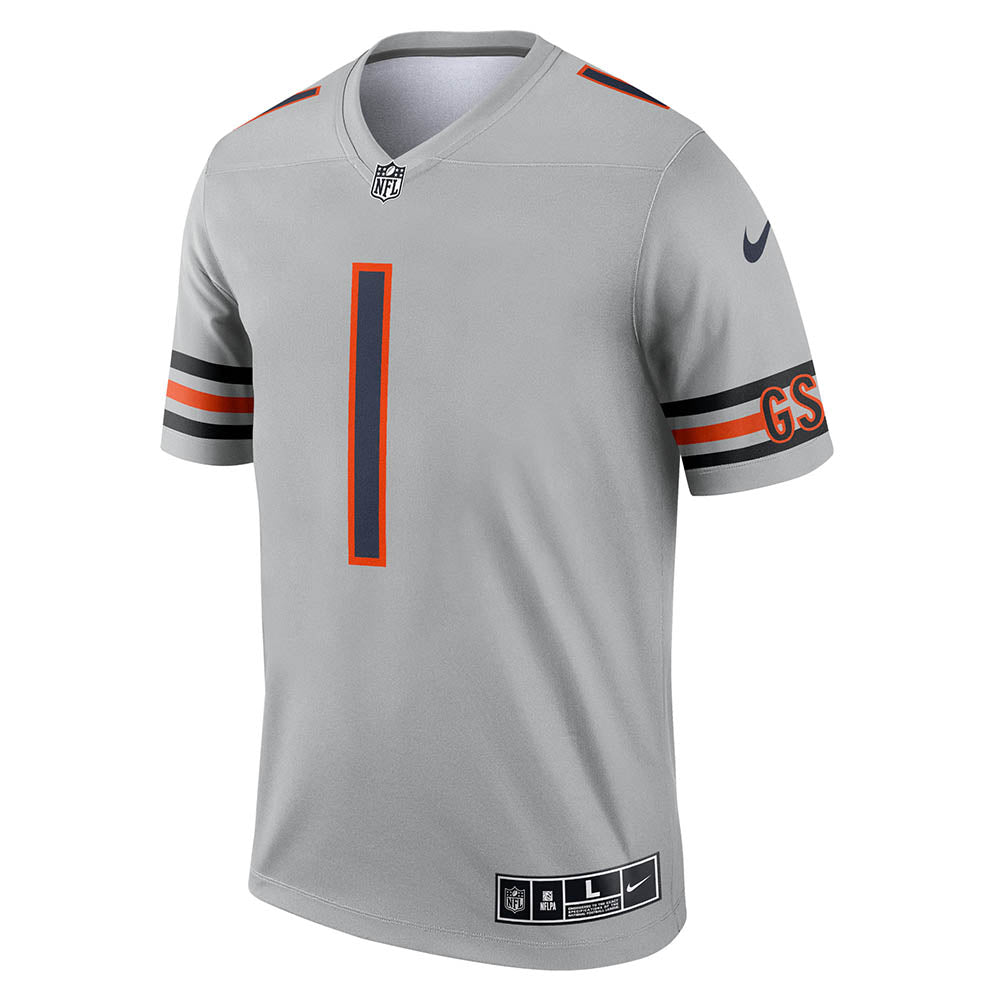 Men's Chicago Bears Justin Fields Inverted Legend Jersey Silver