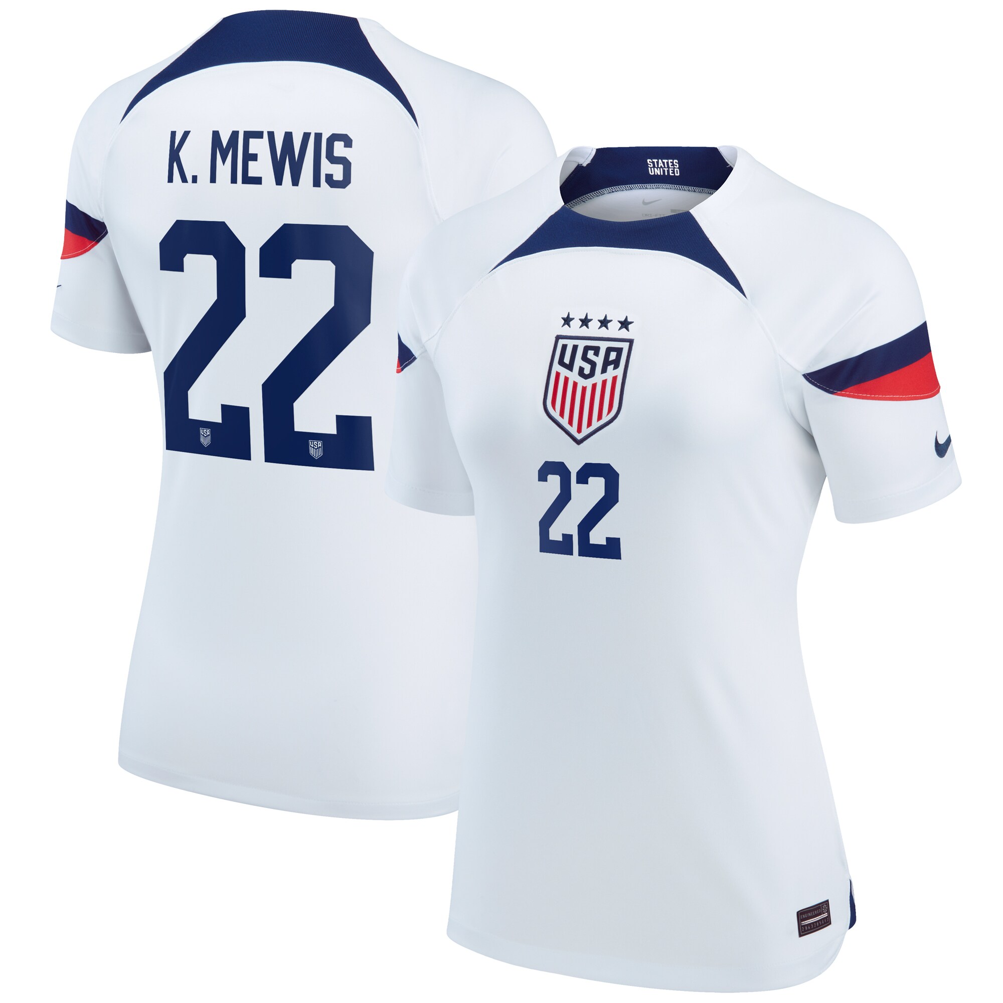 Kristie Mewis USWNT Nike Women's 2022/23 Home Breathe Stadium Replica Player Jersey - White