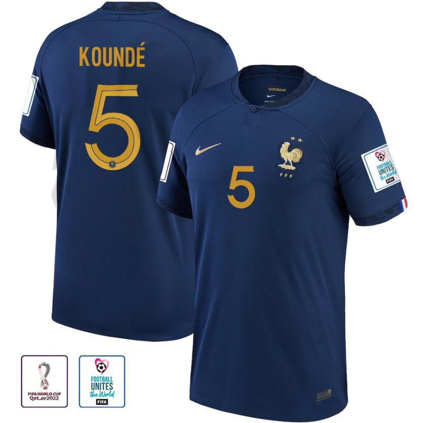 France Jules Kounde Home Jersey 2022 World Cup Kit