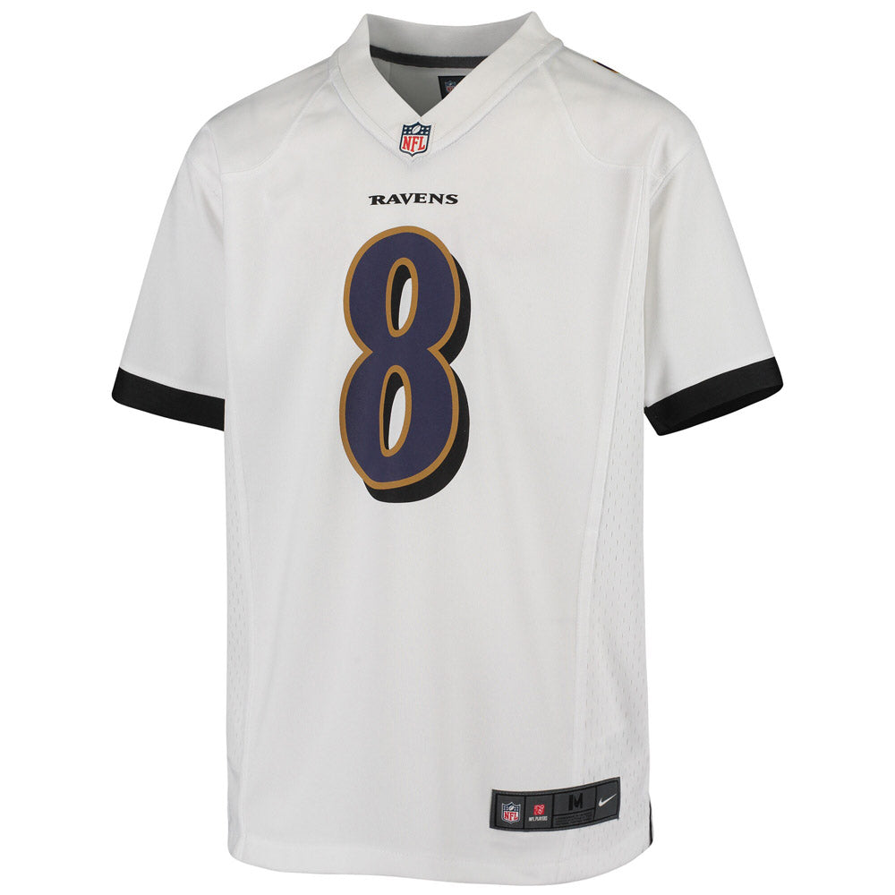 Youth Baltimore Ravens Lamar Jackson Game Jersey- White