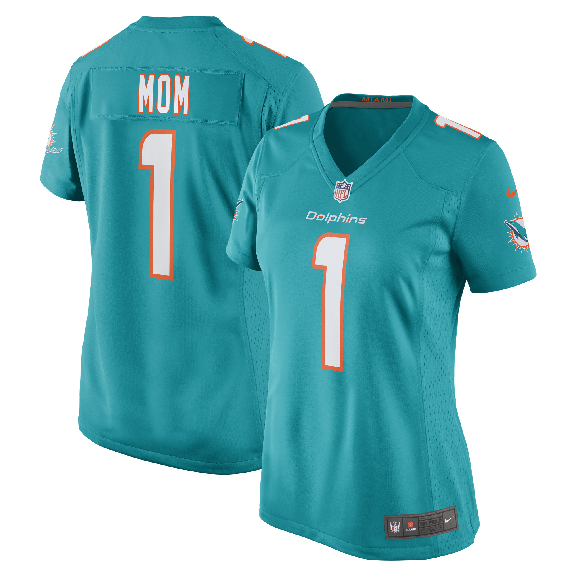 Number 1 Mom Miami Dolphins Nike Women's Game Jersey - Aqua