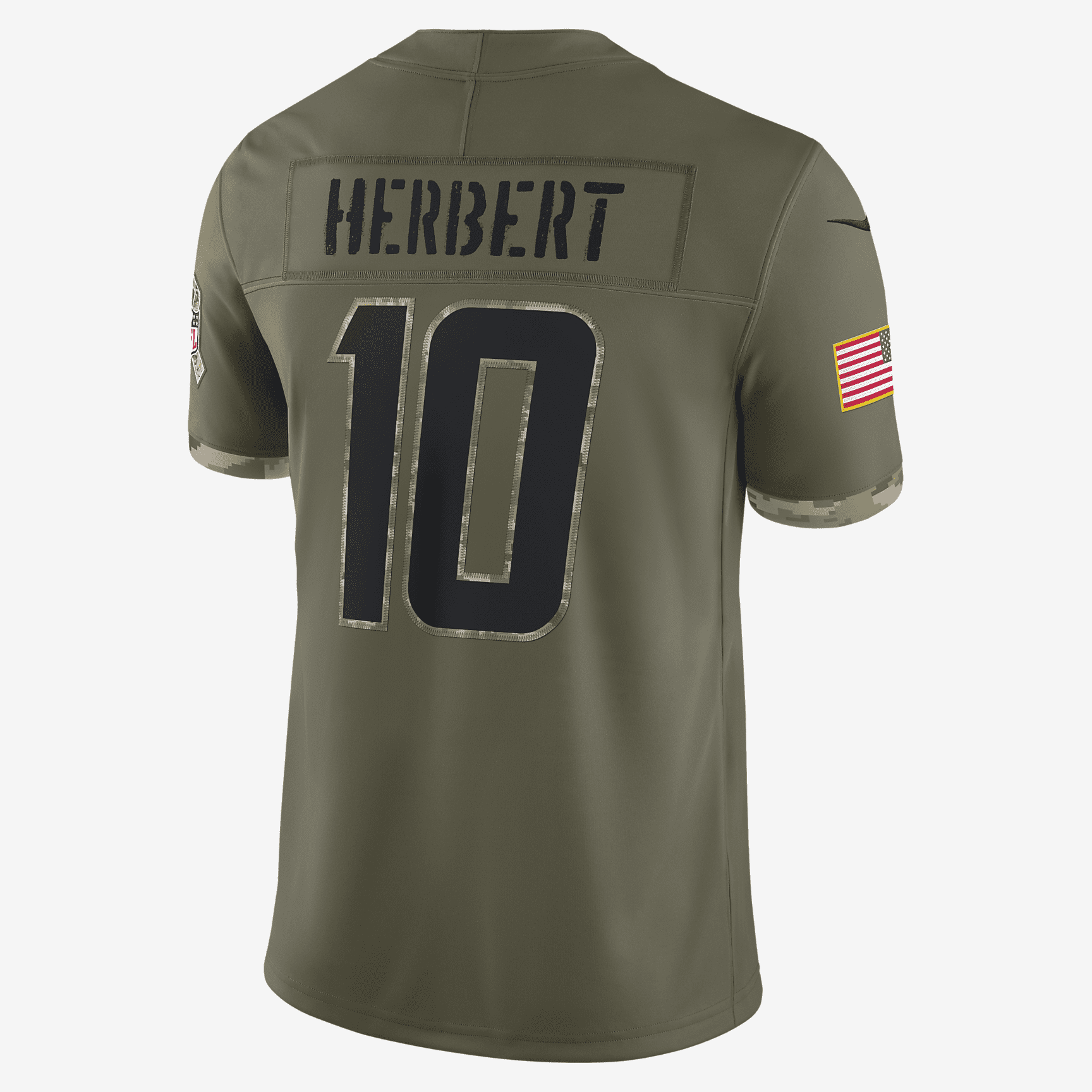 NFL Los Angeles Chargers Salute to Service (Justin Herbert) Men's Limited Football Jersey - Olive
