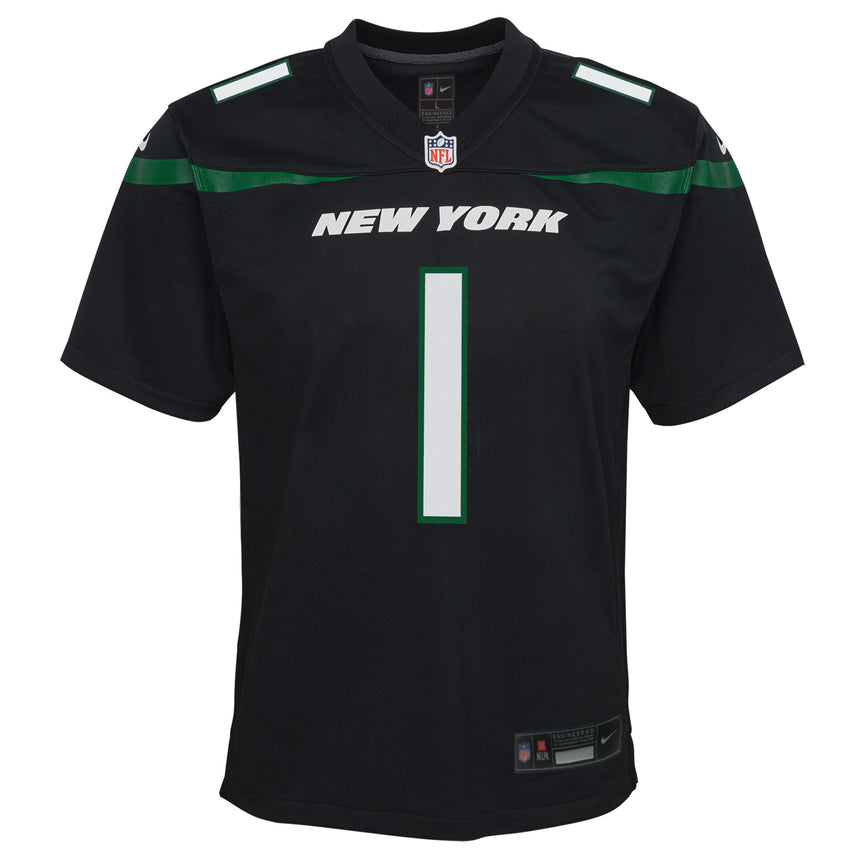 Youth Sauce Gardner New York Jets Black Game Replica Jersey