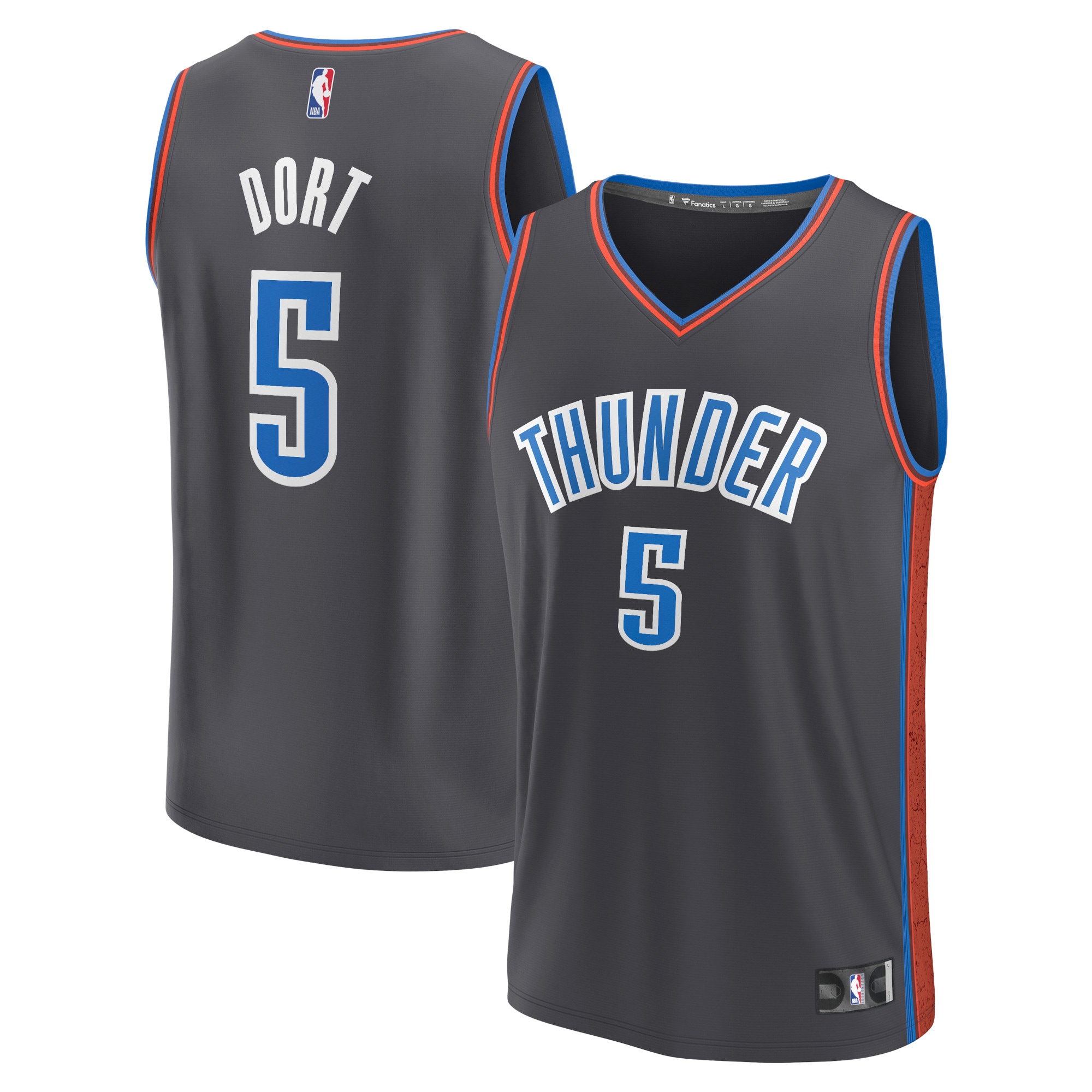 Luguentz Dort Oklahoma City Thunder Fanatics Branded 2022/23 Fastbreak Jersey - City Edition - Anthracite