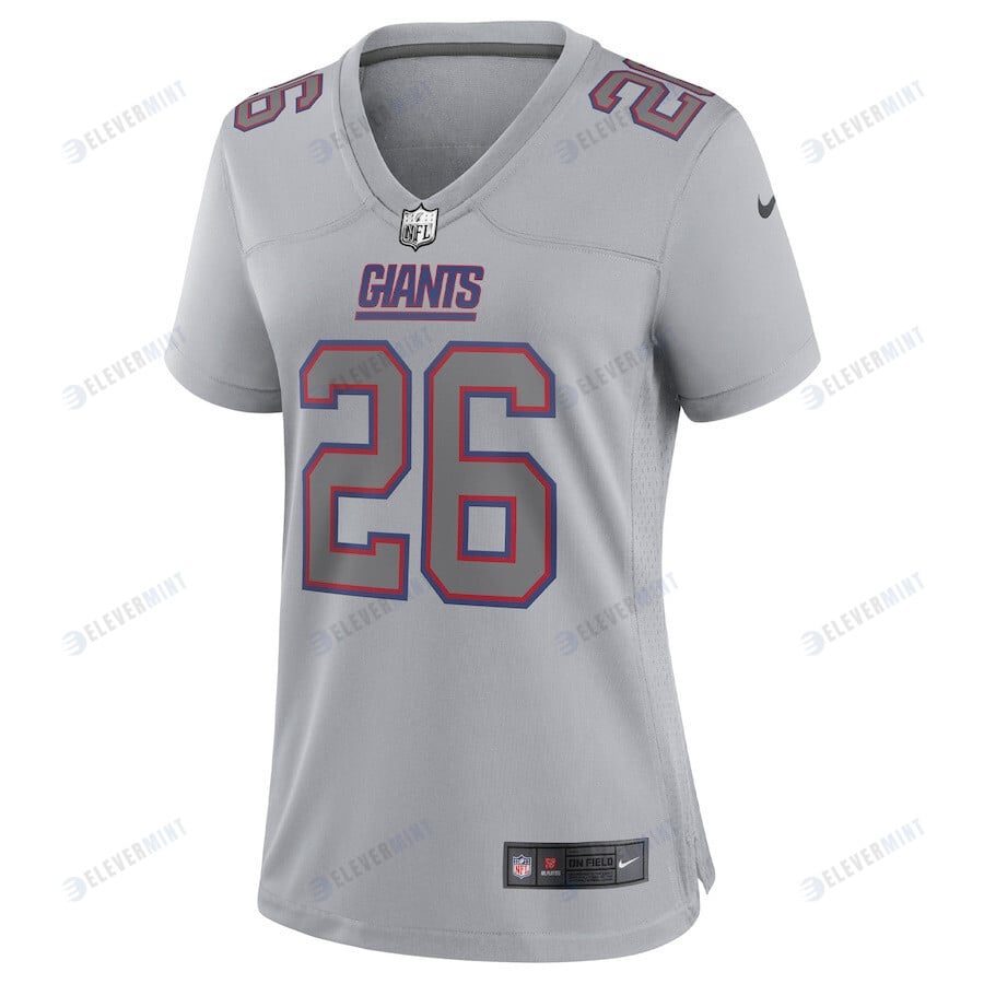 Saquon Barkley 26 New York Giants Women's Atmosphere Fashion Game Jersey - Gray