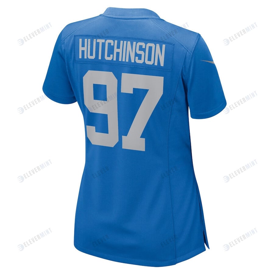 Aidan Hutchinson 97 Detroit Lions Women's 2022 Draft First Round Pick Game Jersey In Blue With Stripe Pattern