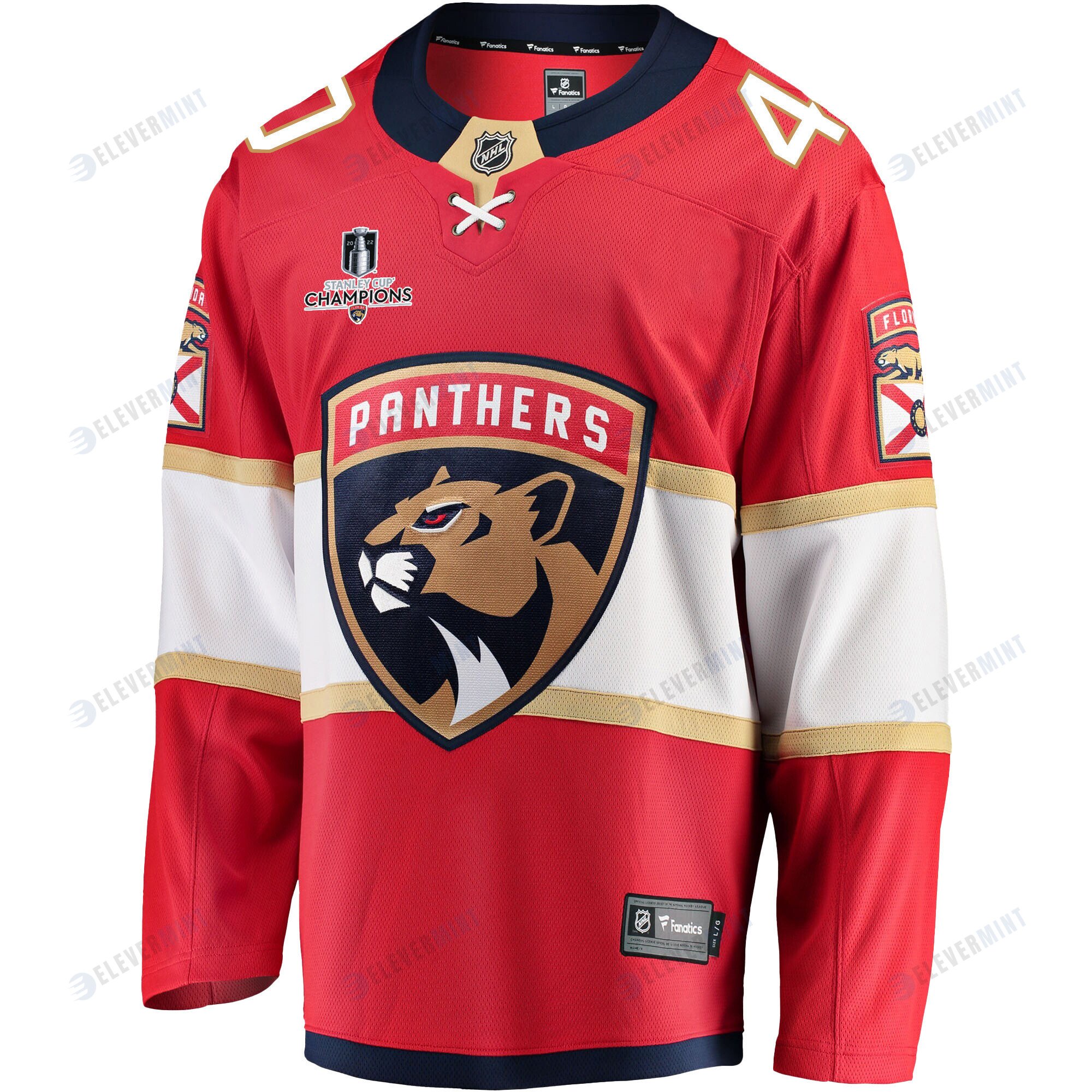 Florida Panthers Petteri Lindbohm 40 Home 2023 Stanley Cup Champions Breakaway Men Jersey - Red