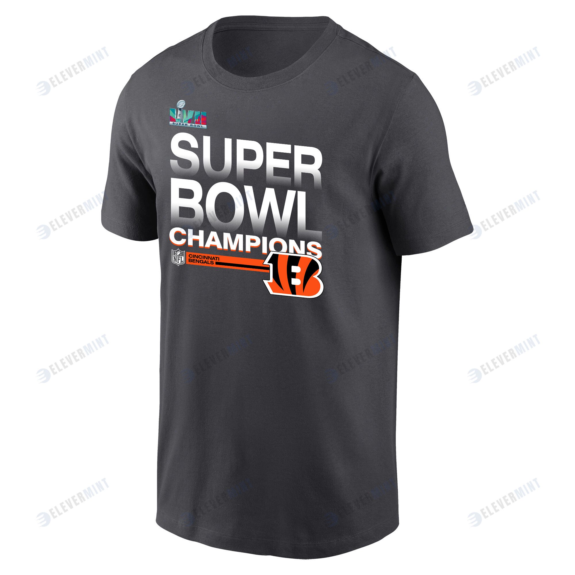 Super Bowl LVII Champions Cincinnati Bengals Locker Room Trophy Collection Dark Heather Men T-Shirt