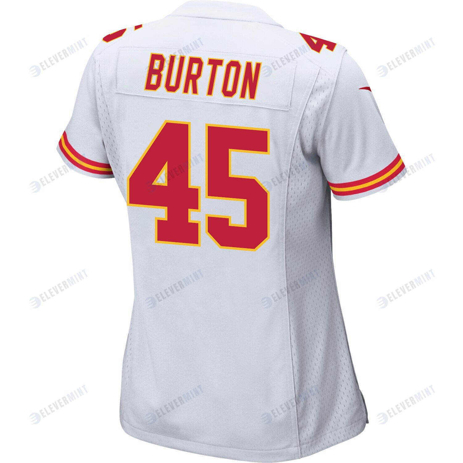 Michael Burton 45 Kansas City Chiefs Super Bowl LVII Champions 3 Stars Women Game Jersey - White