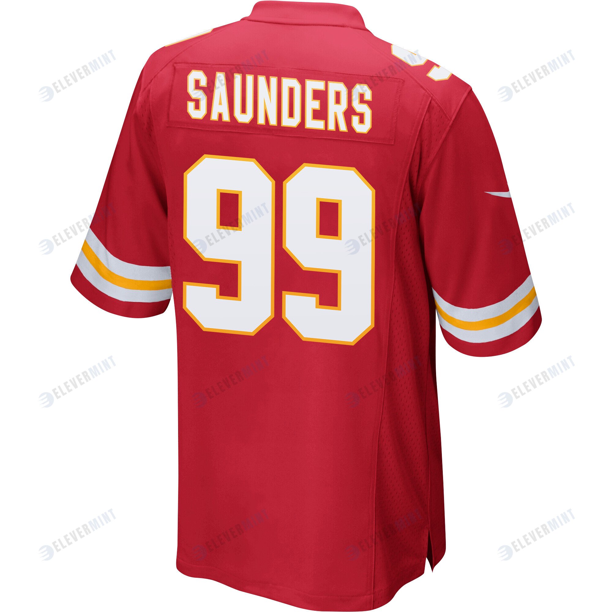 Khalen Saunders 99 Kansas City Chiefs Super Bowl LVII Champions 3 Stars Men Game Jersey - Red