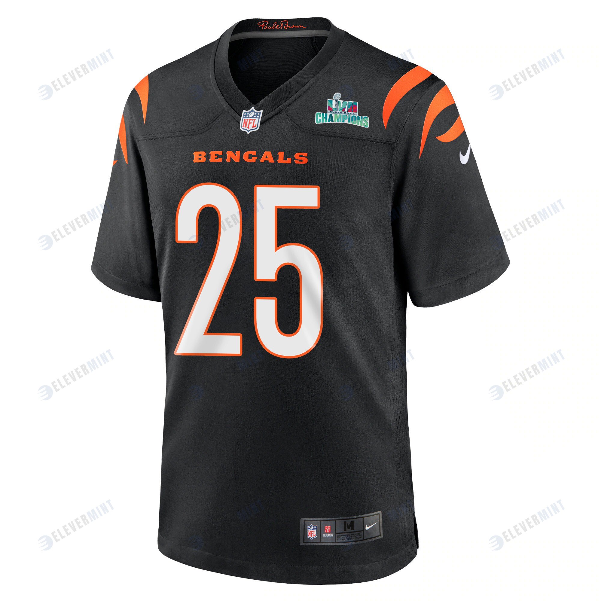 Chris Evans 25 Cincinnati Bengals Super Bowl LVII Champions Men Game Jersey - Black