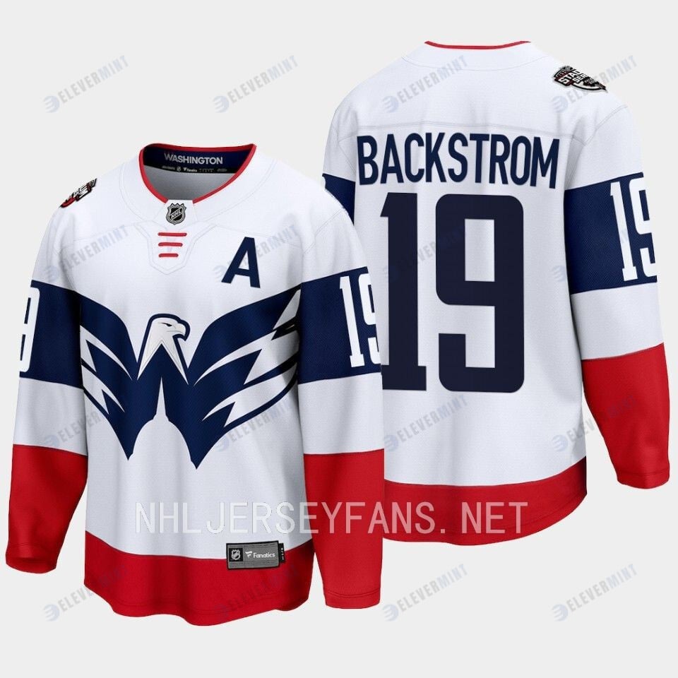 Nicklas Backstrom 19 Washington Capitals 2023 Jersey Stadium White Primegreen