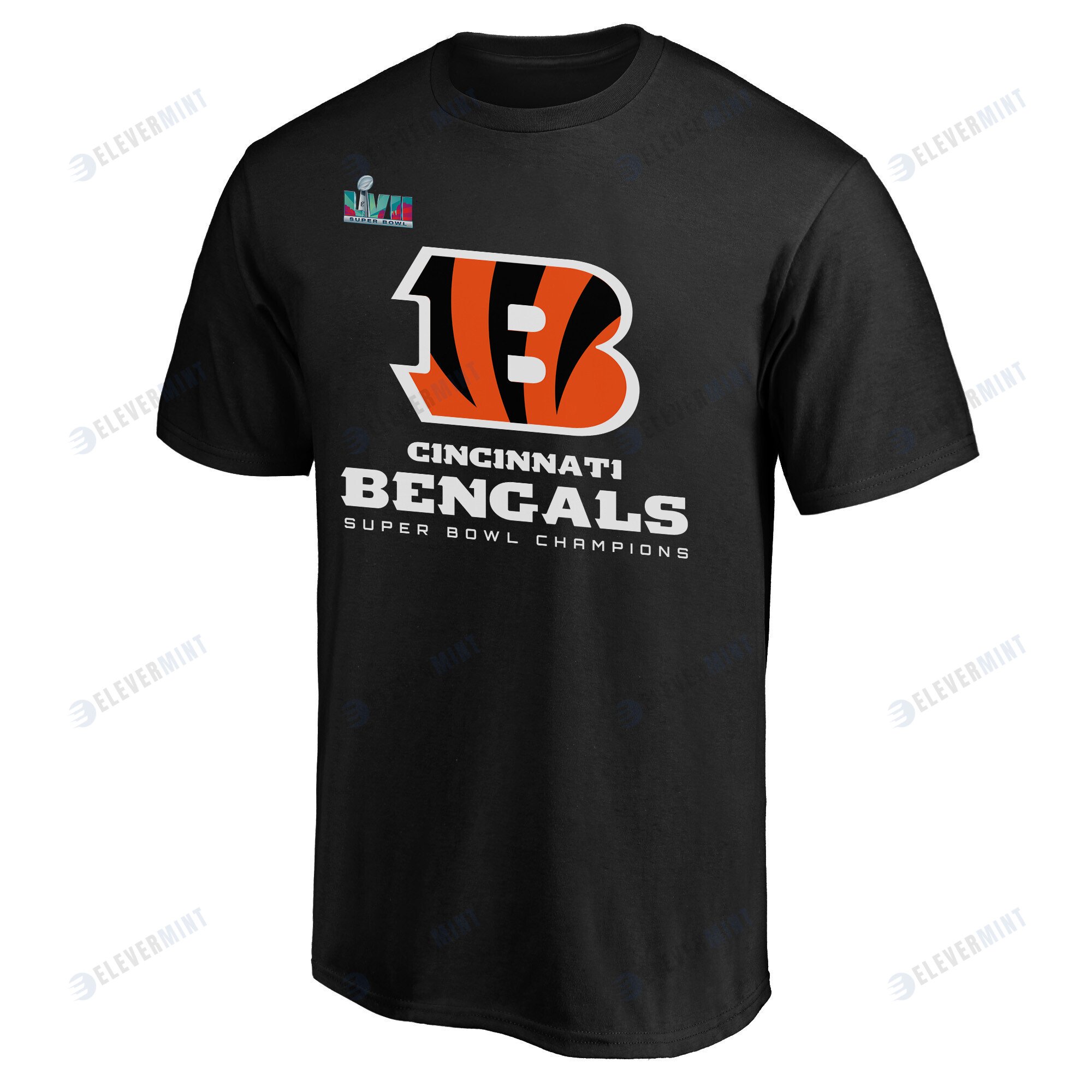Super Bowl LVII Cincinnati Bengals Team Logo Lockup Black Men T-Shirt