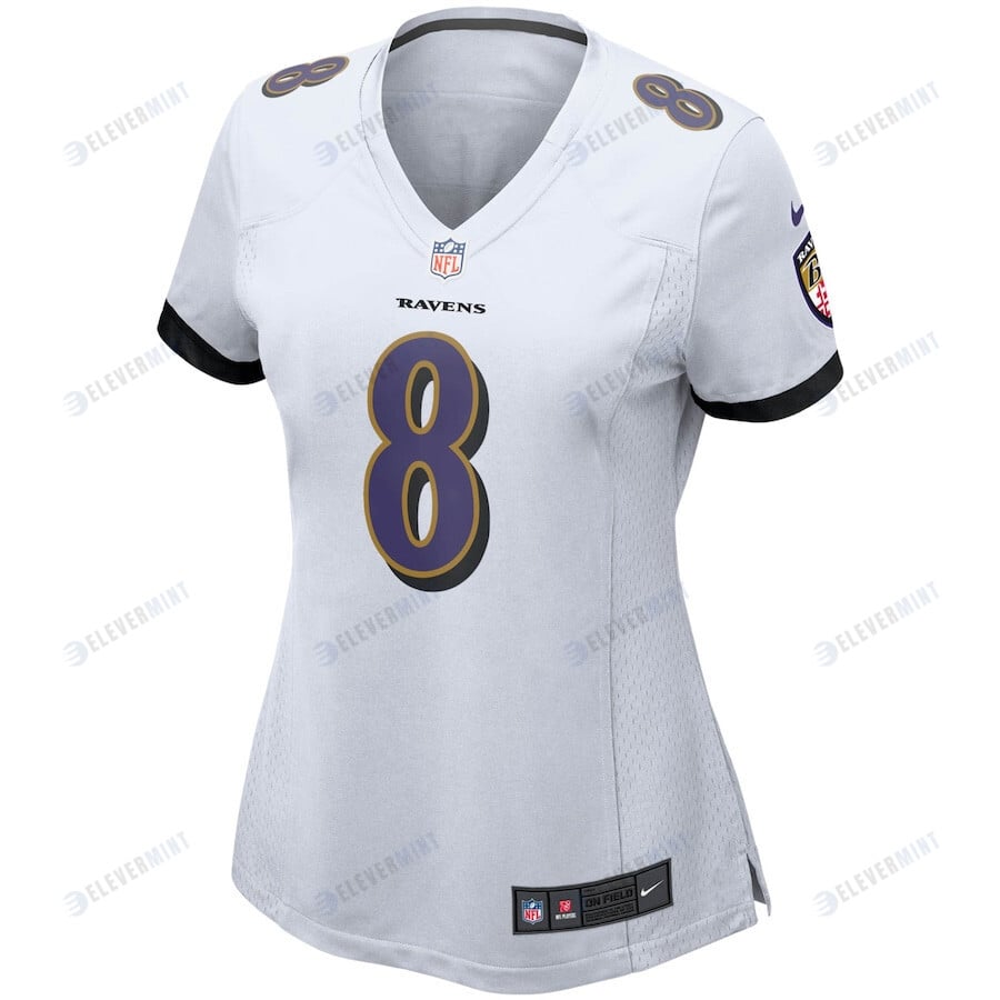 Lamar Jackson 8 Baltimore Ravens Women's Game Jersey - White