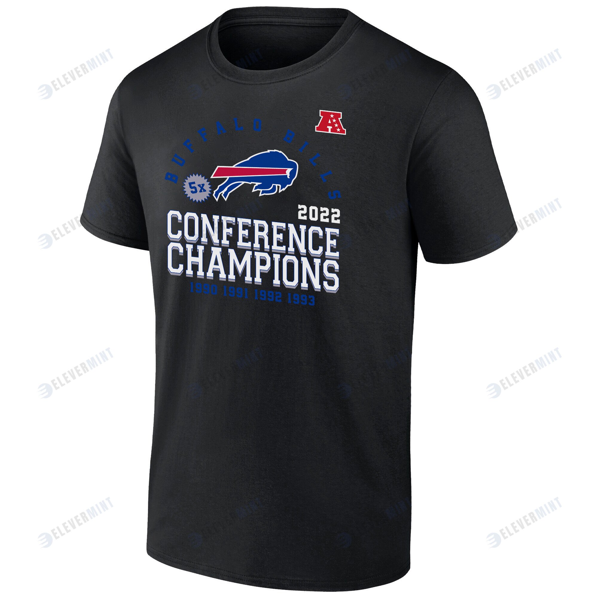Buffalo Bills 2022 Five-Time AFC Conference Champions T-Shirt - Black