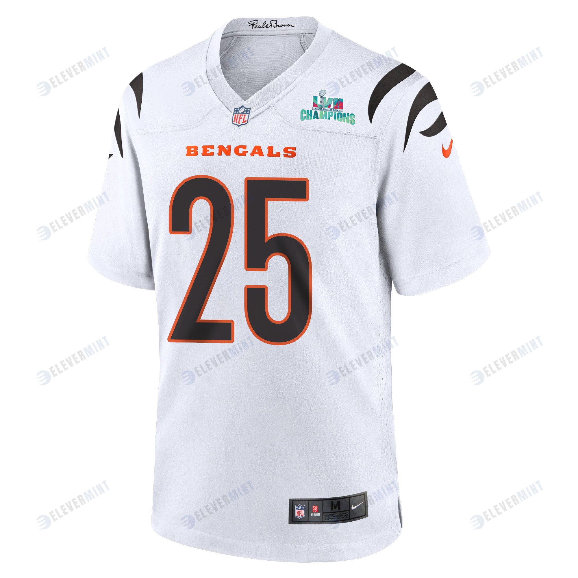 Chris Evans 25 Cincinnati Bengals Super Bowl LVII Champions Men Game Jersey - White