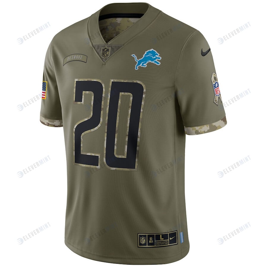 Barry Sanders Detroit Lions 2022 Salute To Service Retired Player Limited Jersey - Olive