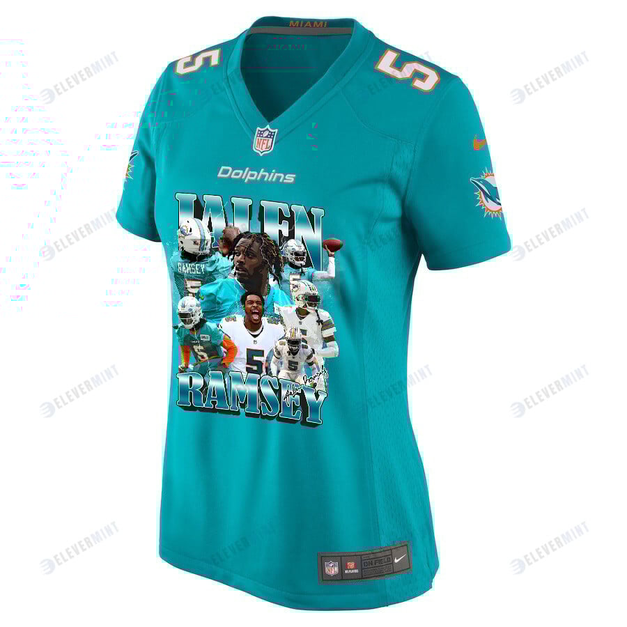 Jalen Ramsey 5 Signed Miami Dolphins Game Women Jersey - Aqua V2