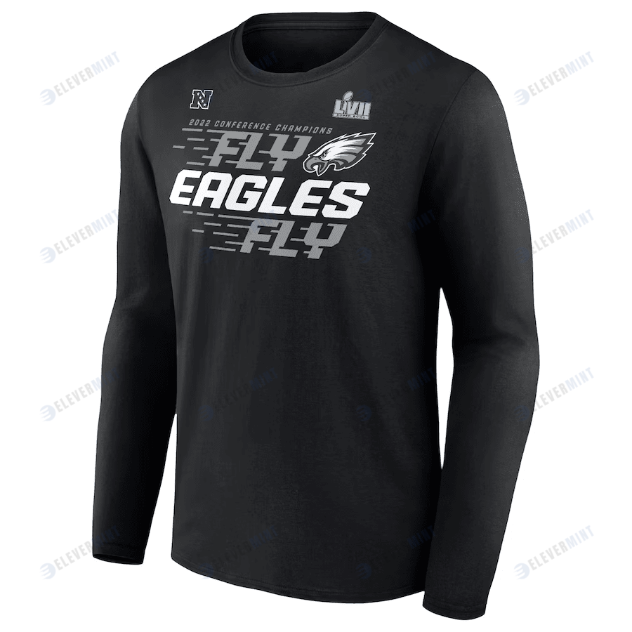 Philadelphia Eagles 2022 NFC Champions Team Slogan Long Sleeve T-Shirt - Black