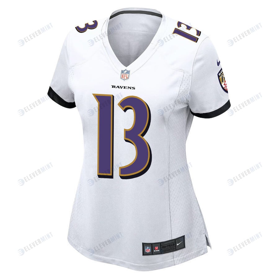 Odell Beckham Jr. 13 Baltimore Ravens Game Women Jersey - White